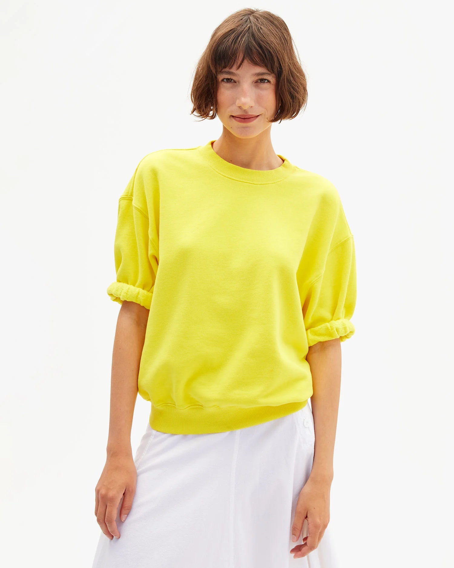 Clare V. Short Sleeve Oversized Sweatshirt CVA1000444-CITRN-L