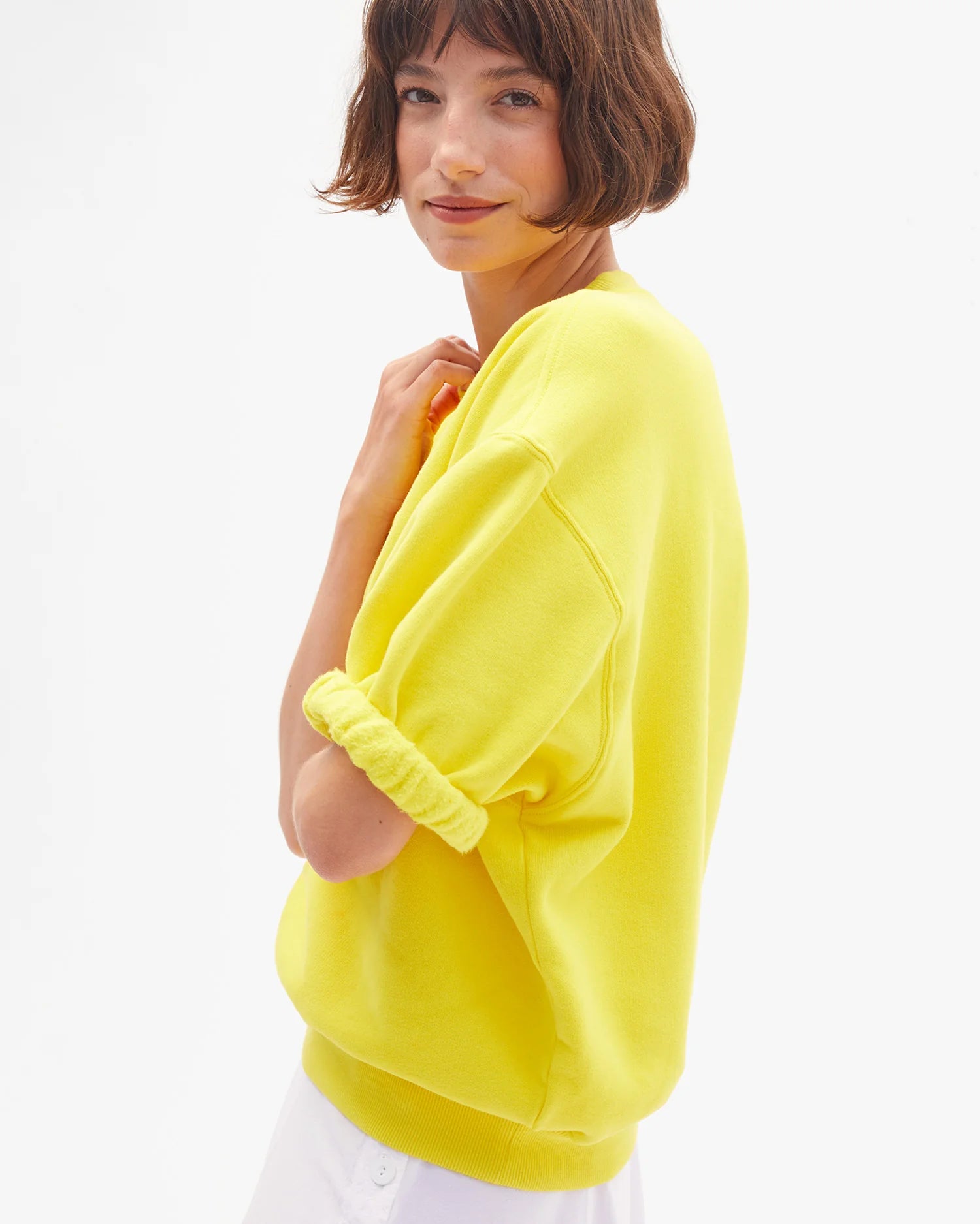 Clare V. Short Sleeve Oversized Sweatshirt CVA1000444-CITRN-L