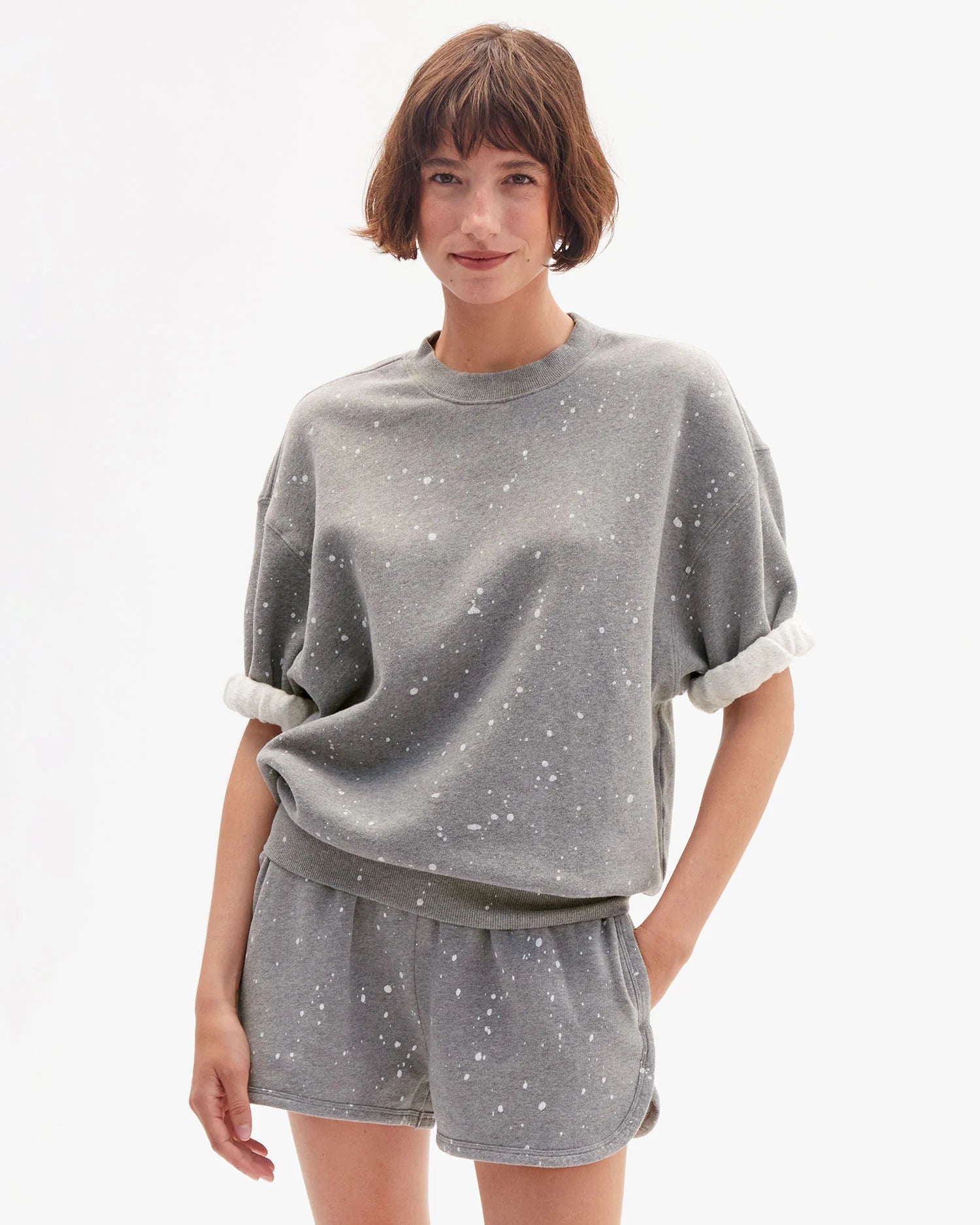 Clare V. Short Sleeve Oversized Sweatshirt CVA1000445