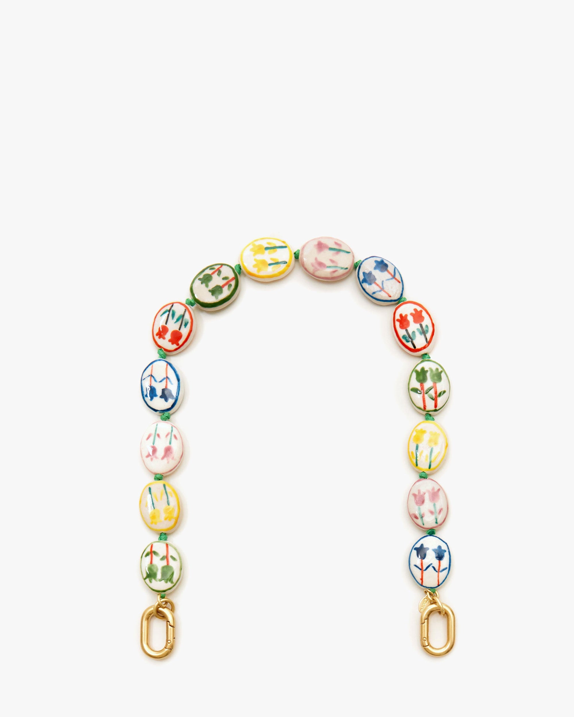 Clare V. Shortie Strap Porcelain Flower ST-SH-NV-100011