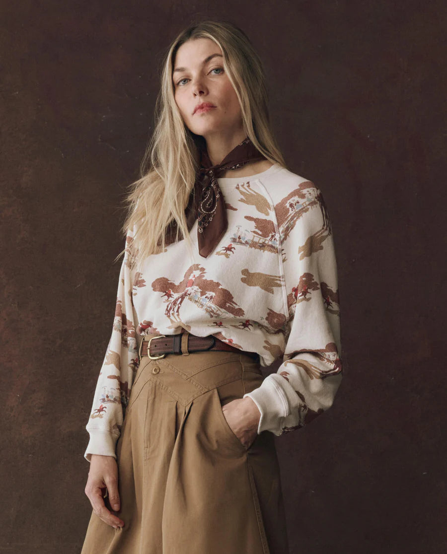 The Great The Slouch Sweatshirt in Riding Horses Print T375085RH