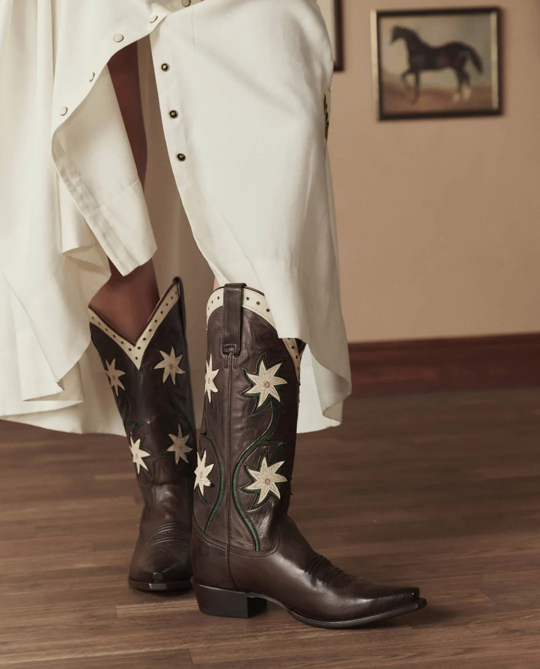 The Great The Cowboy Boot Leather Floral 9951-0064 The Great The Cowboy Boot Leather Floral 9951-0064