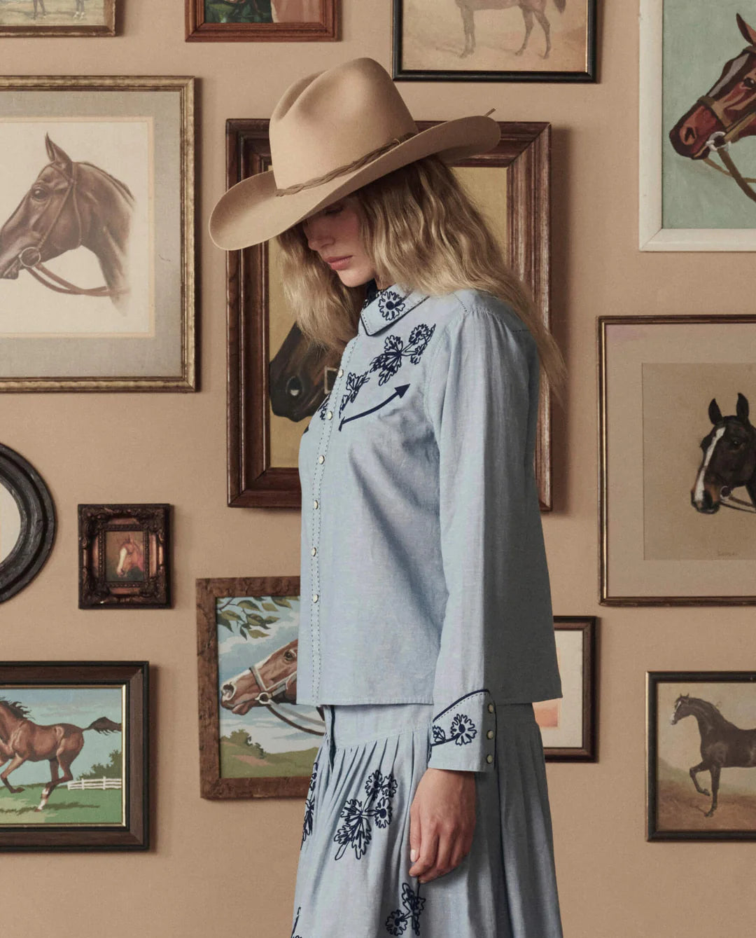 The Great The Chambray Embroidered Western Shirt T1498592E