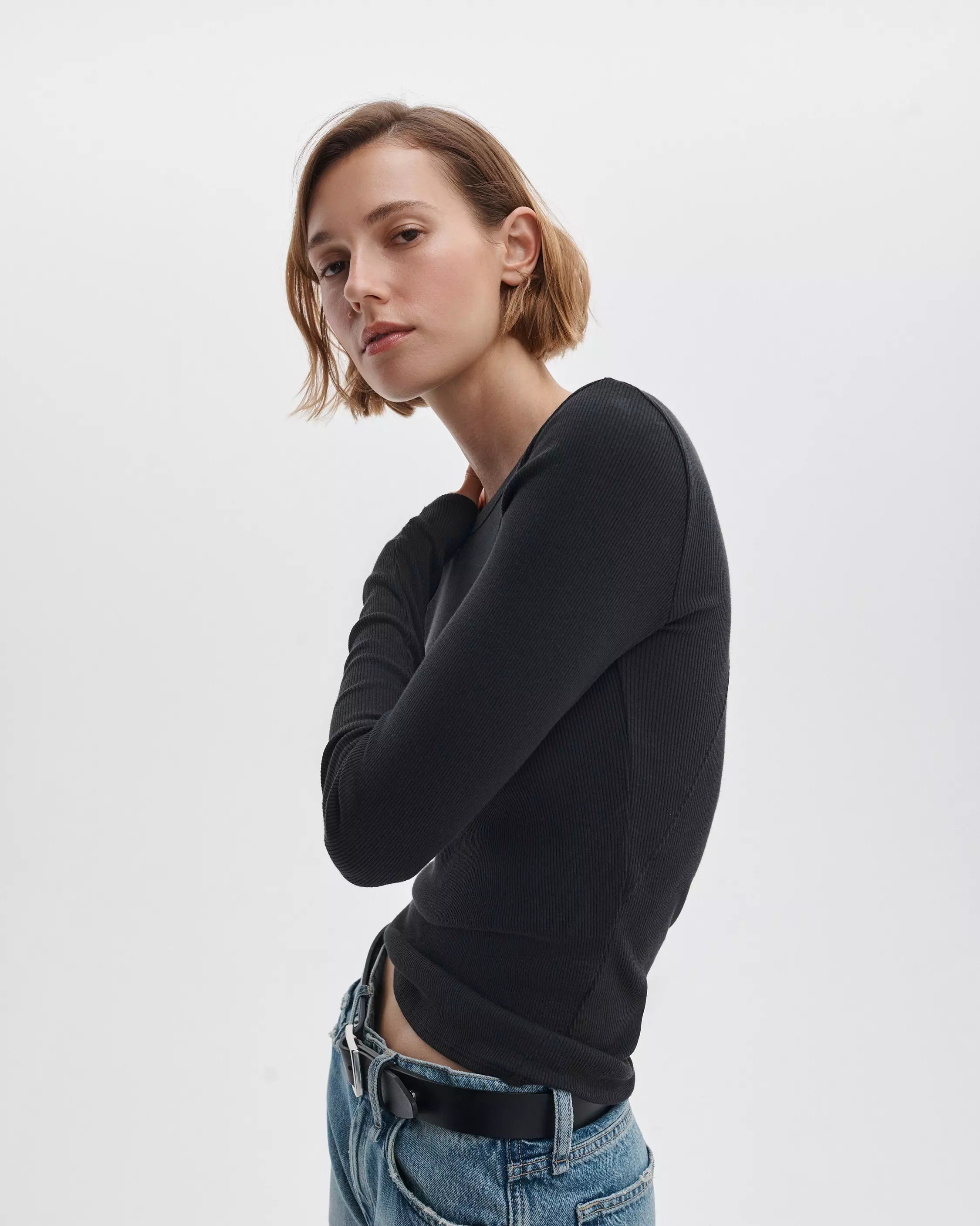 Rag & Bone Essential Rib Long Sleeve Shirt