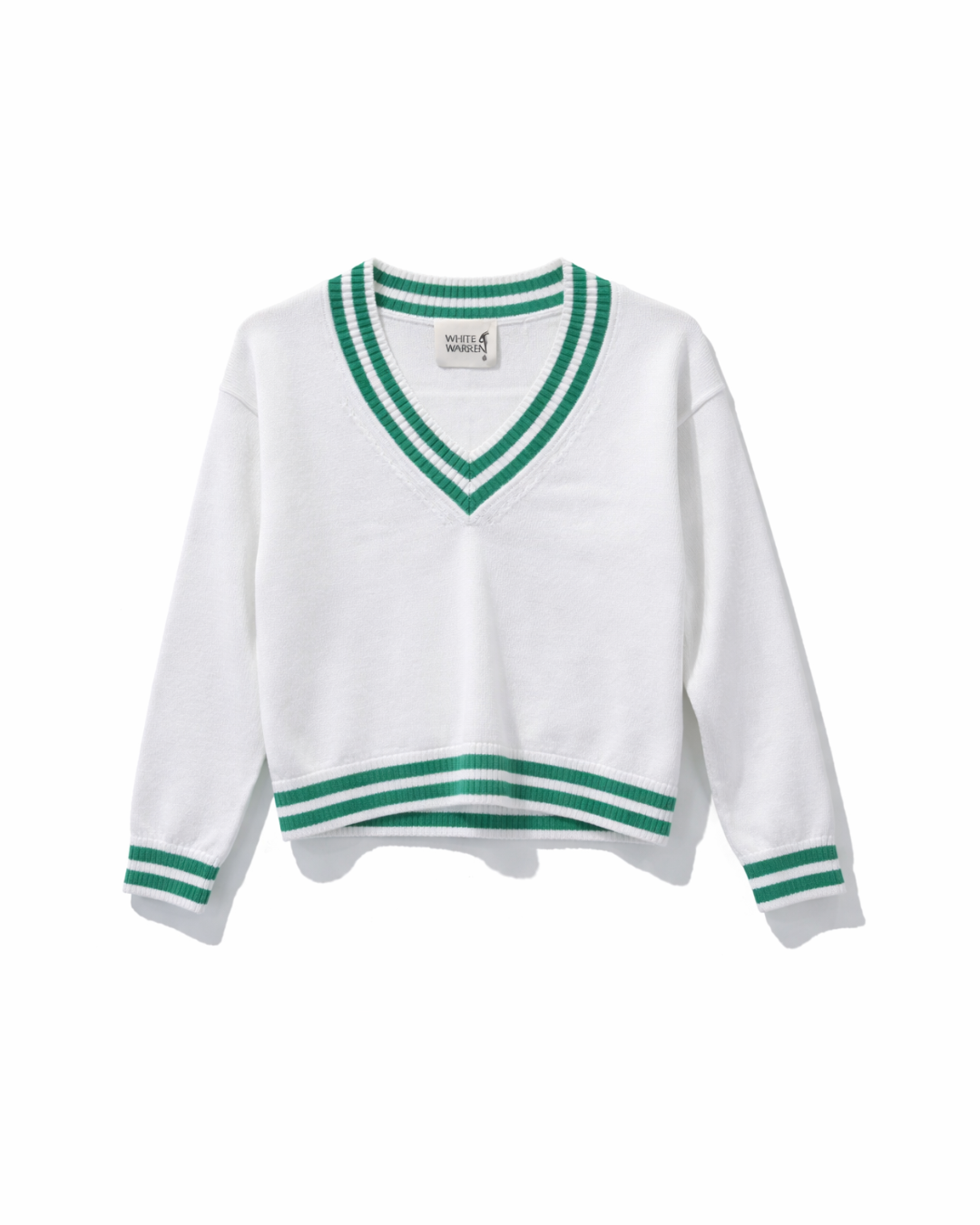 White + Warren Varsity Cotton V-Neck 21769