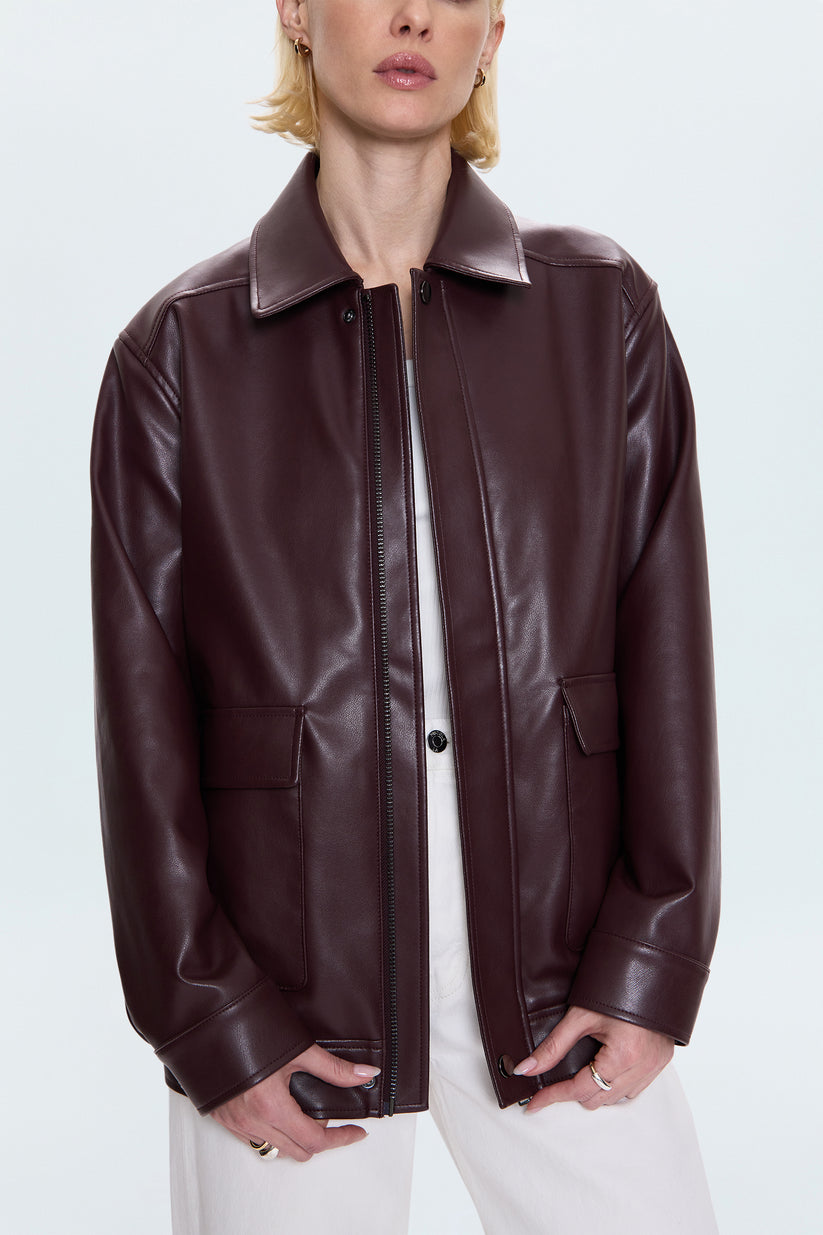Pistola Valerie Faux Leather Bomber Jacket