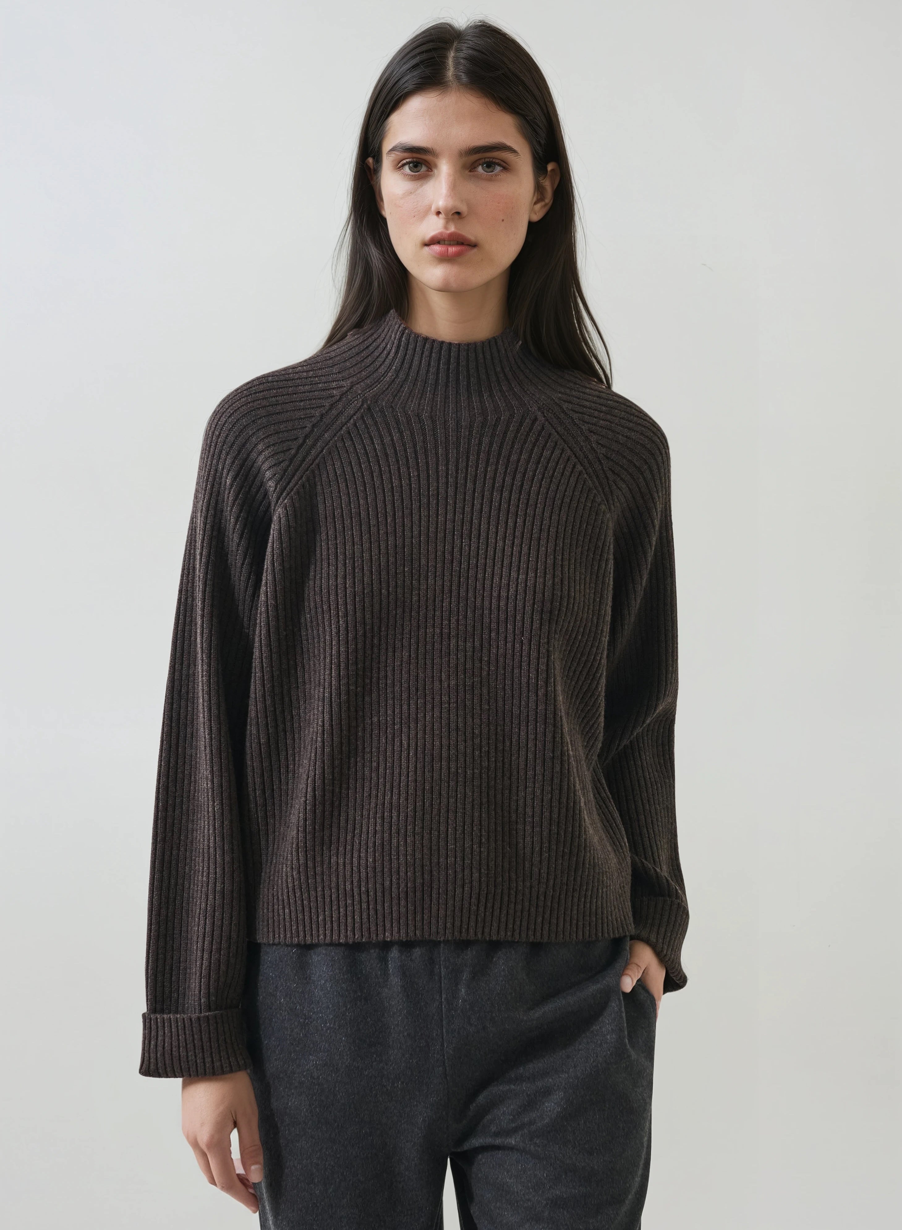 Patrick Assaraf Ribbed Raglan Extrafine Merino Turtleneck W117T03