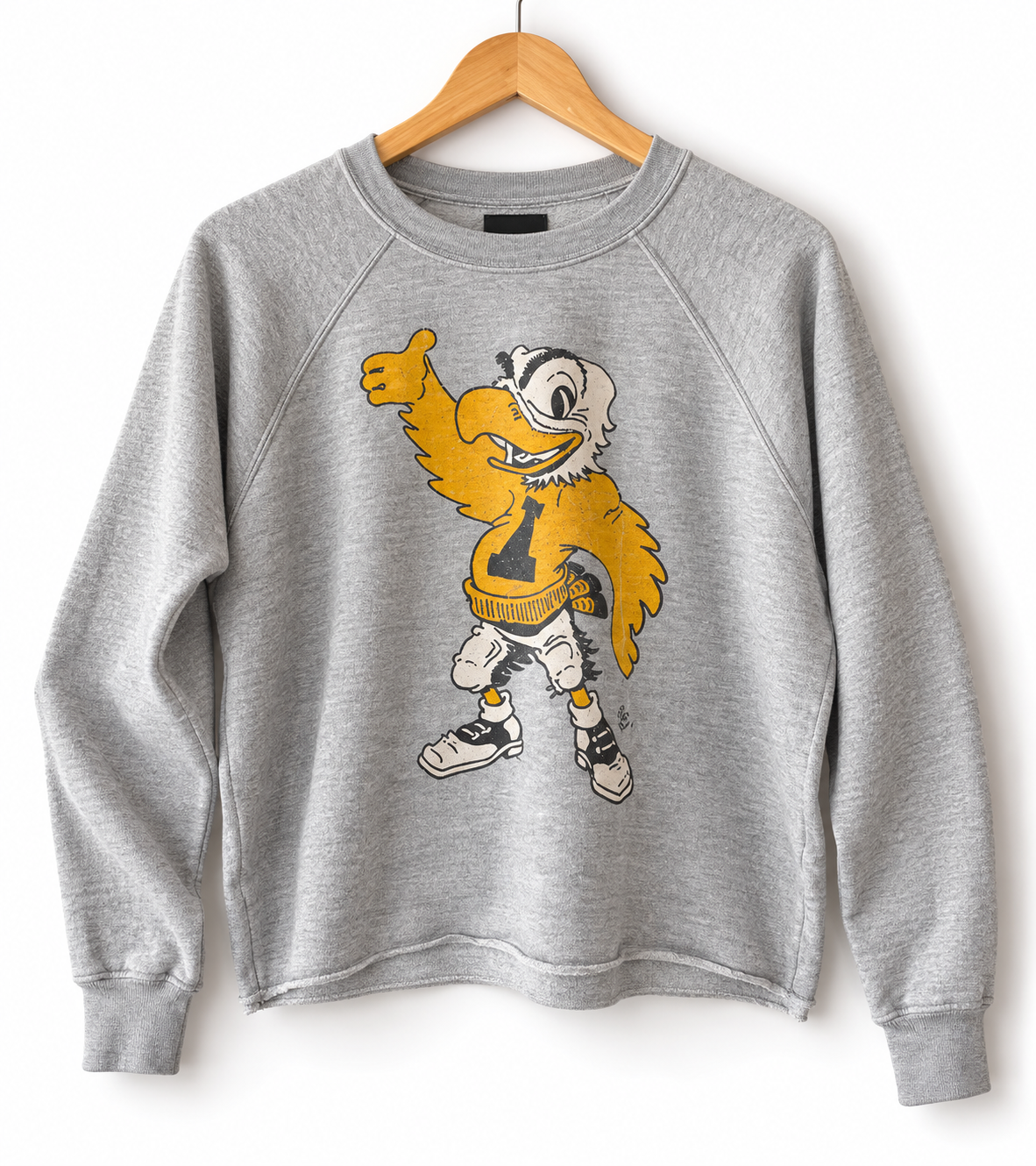 Retro Brand Long Sleeve Sliced Sweatshirt "Hello Herky" Heather Grey