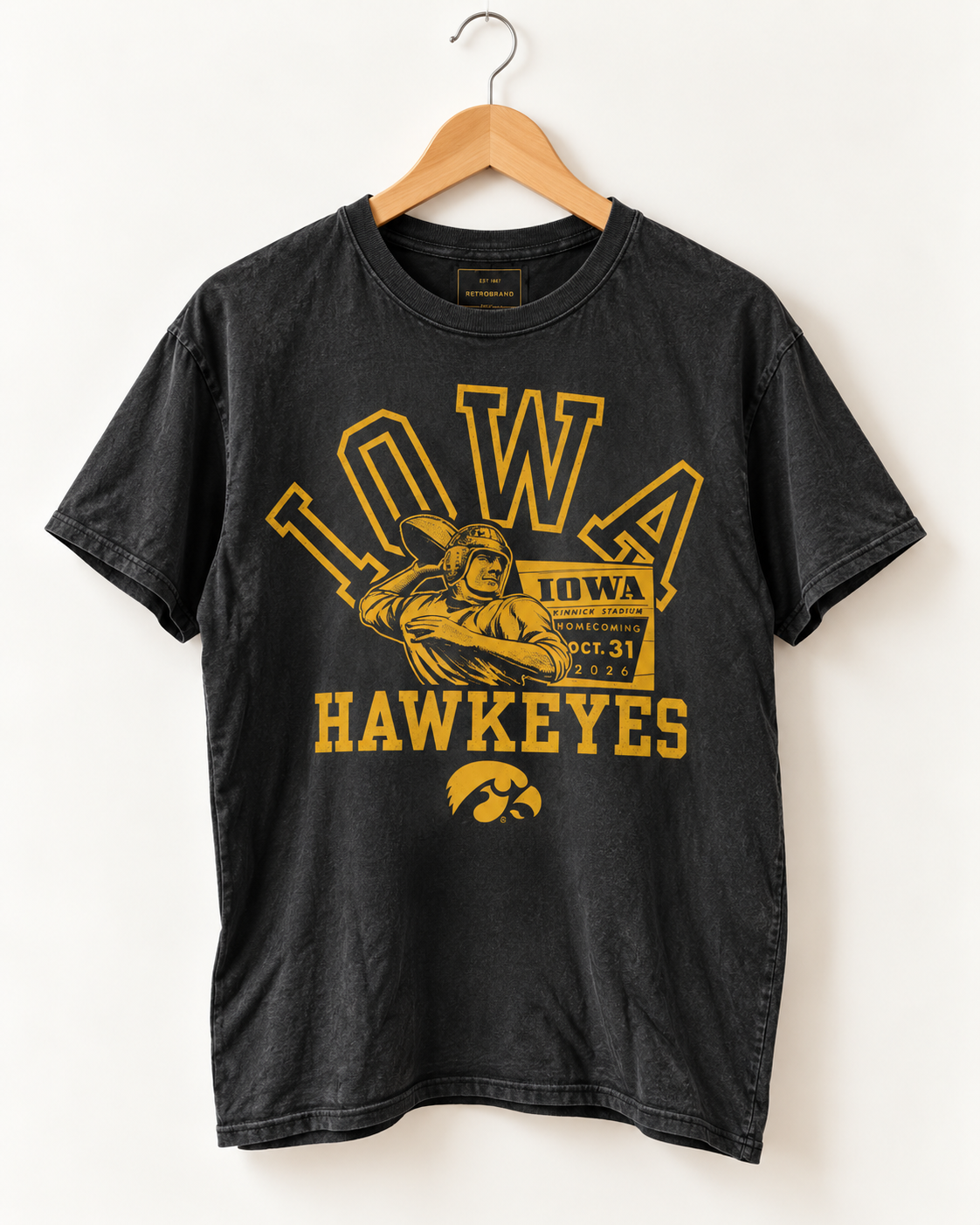 Retro Brand Black Label HOMECOMING Iowa "Nile Kinnick" Unisex Vintage Tee *Limited Edition