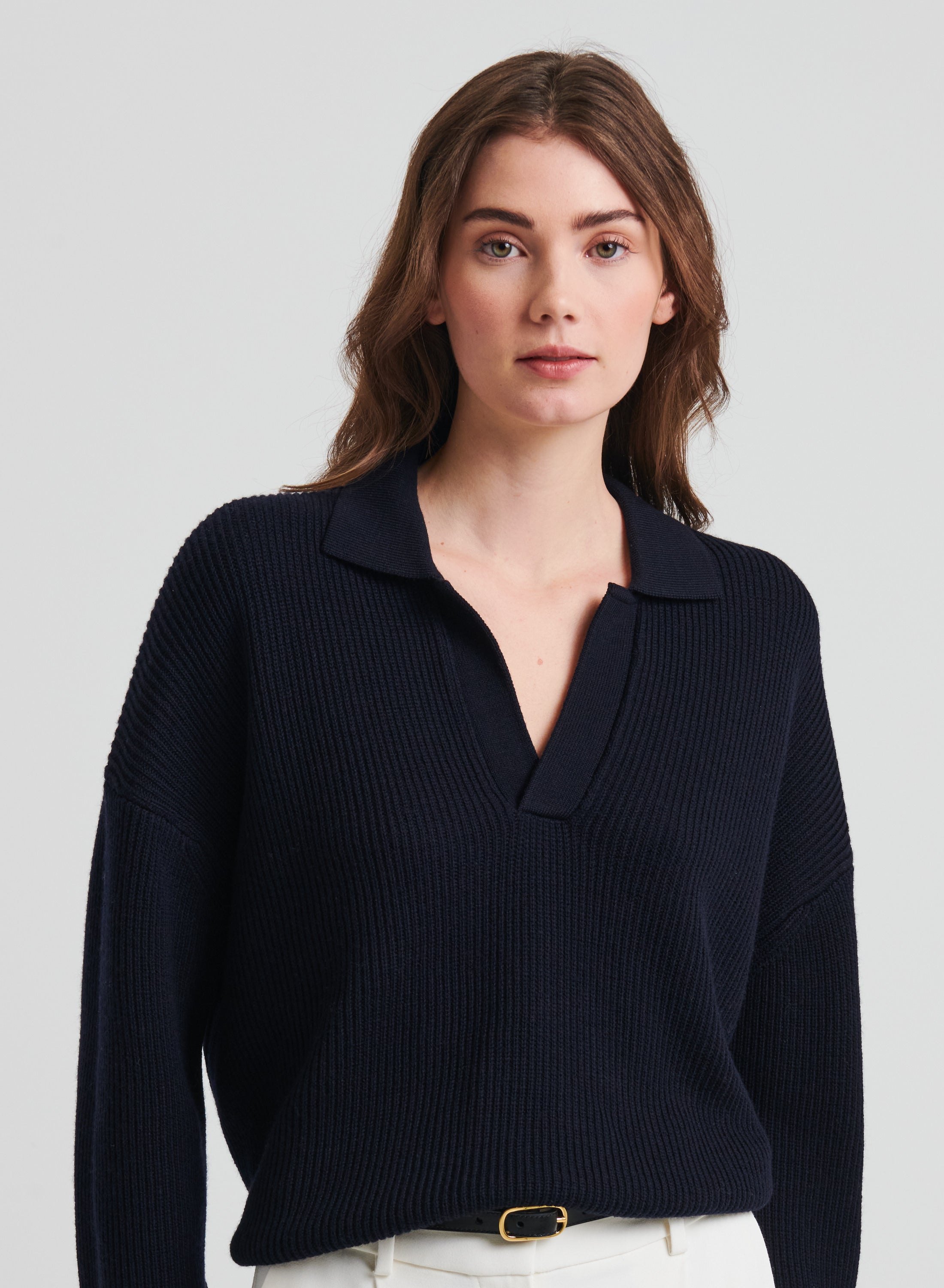 Patrick Assaraf XFine Merino Rib Relaxed Polo W119P16Y