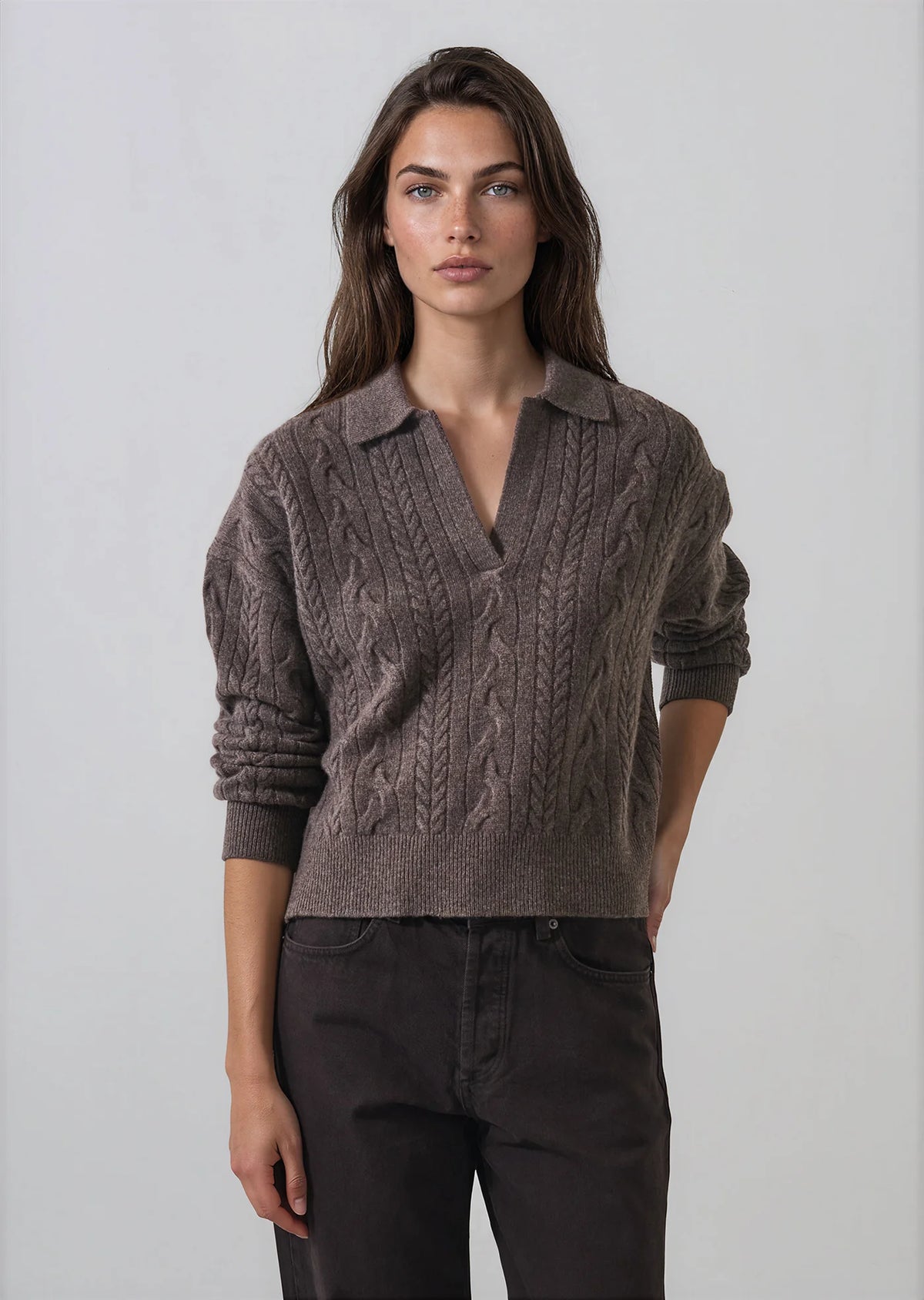 Patrick Assaraf Superfine Wool Relaxed Cable Polo W119P20
