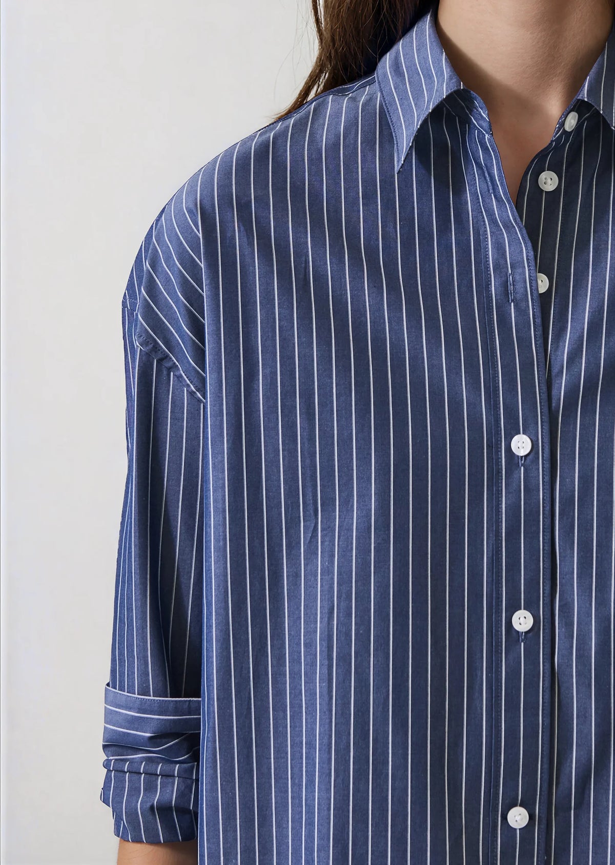 Patrick Assaraf Long Sleeve Cotton Boxy Shirt W4209D14