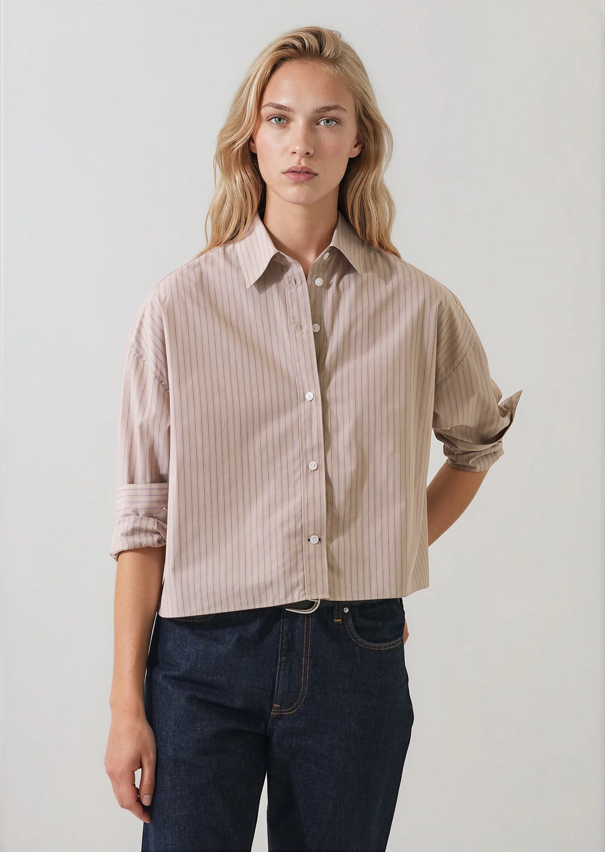 Patrick Assaraf Long Sleeve Cotton Boxy Shirt W4210D14