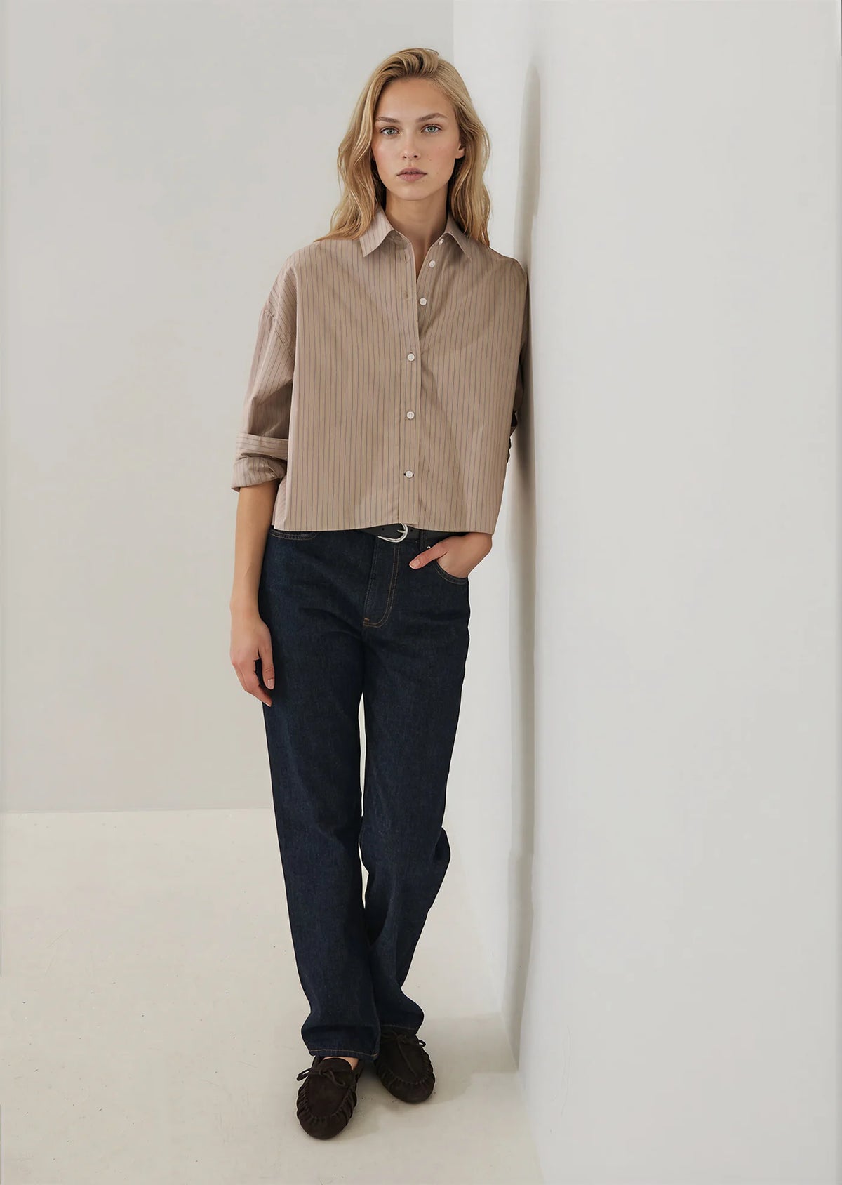 Patrick Assaraf Long Sleeve Cotton Boxy Shirt W4210D14