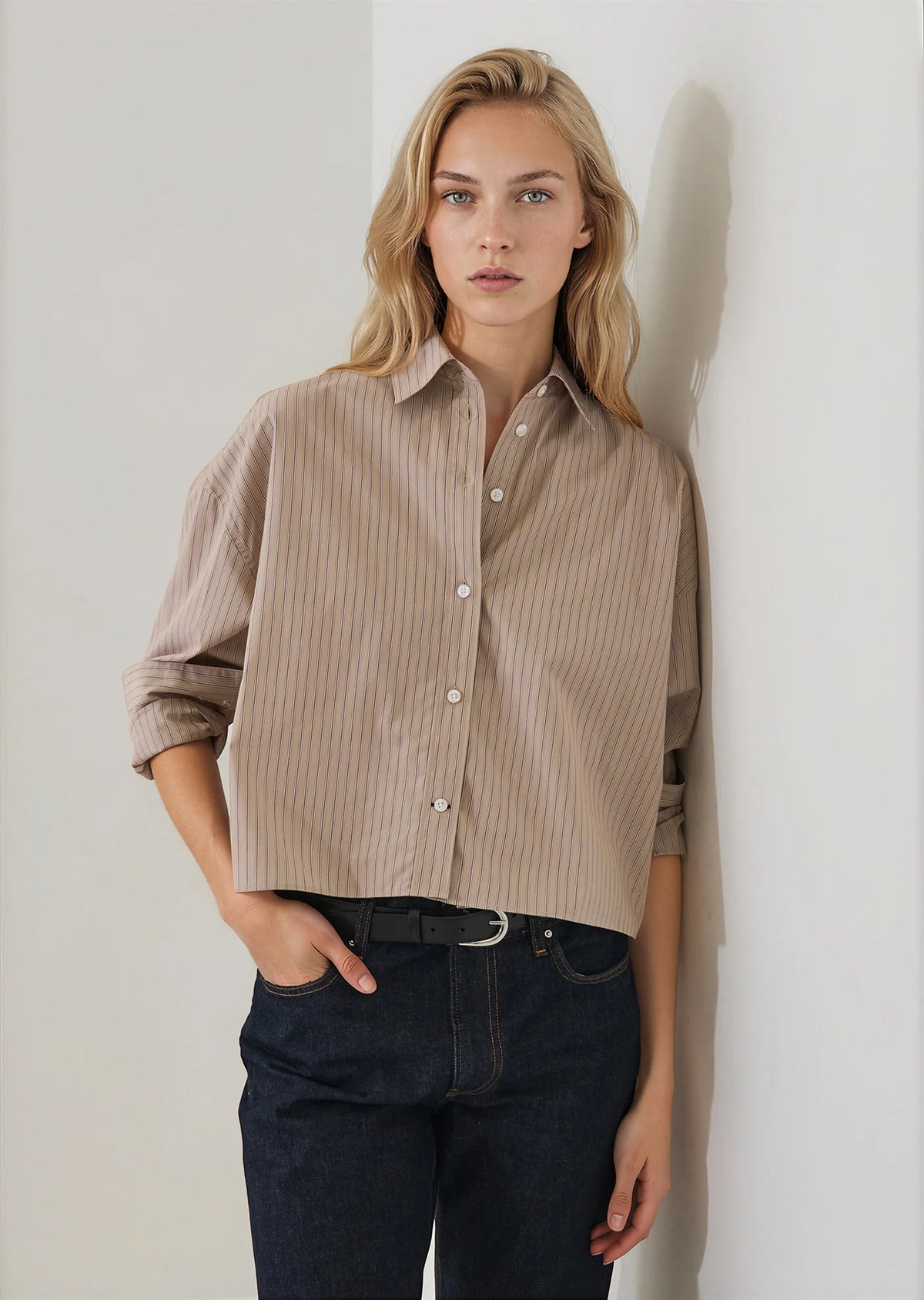 Patrick Assaraf Long Sleeve Cotton Boxy Shirt W4210D14