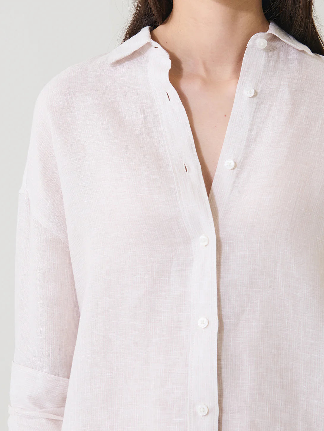 Patrick Assaraf Linen Stripe Boyfriend Shirt W4309D05B