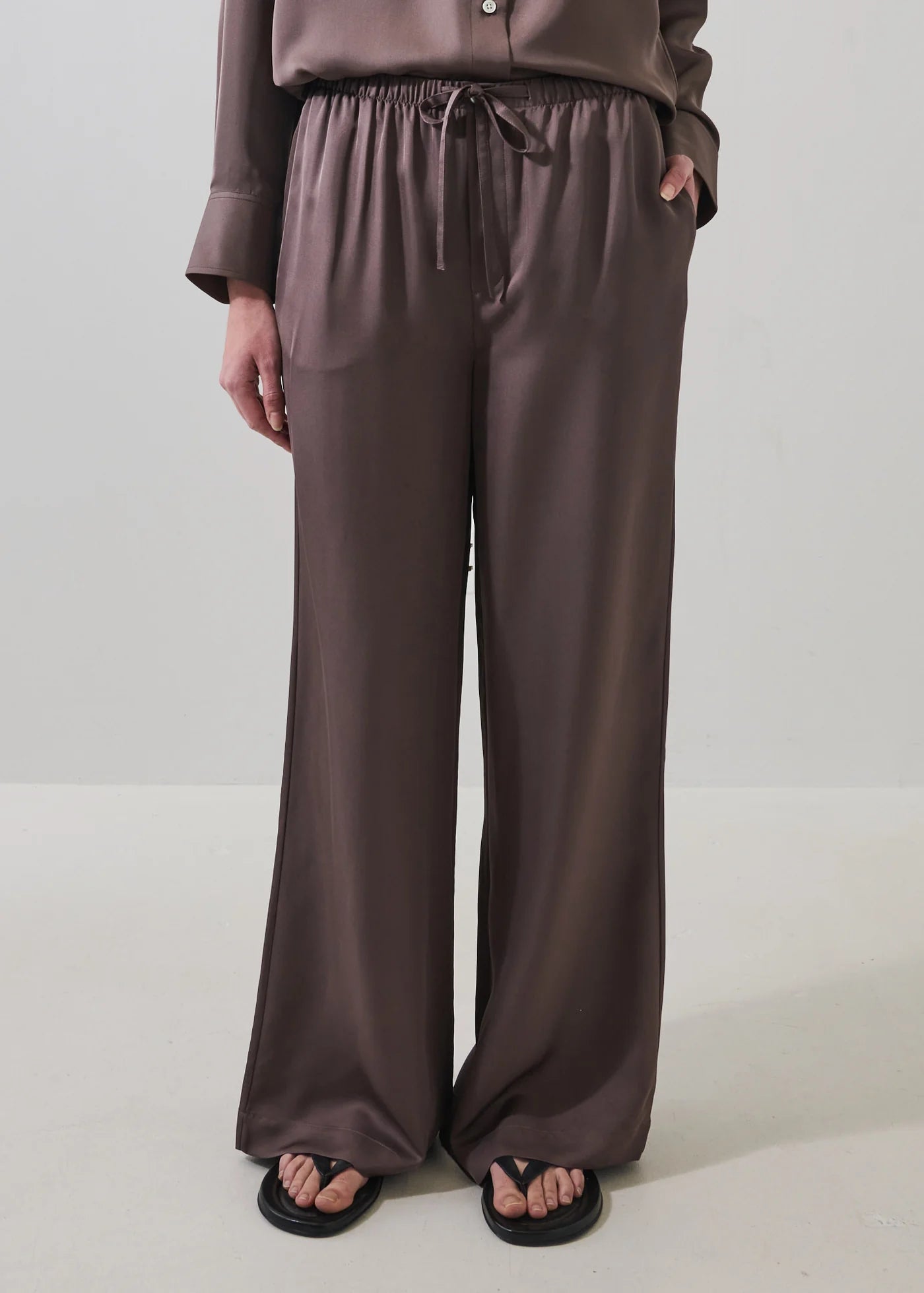 Patrick Assaraf Silk Satin Drawstring Pant W47A15B