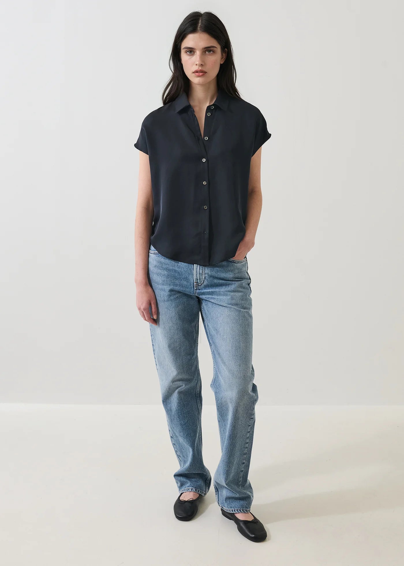 Patrick Assaraf Silk Dolman Sleeve Shirt W47D08B