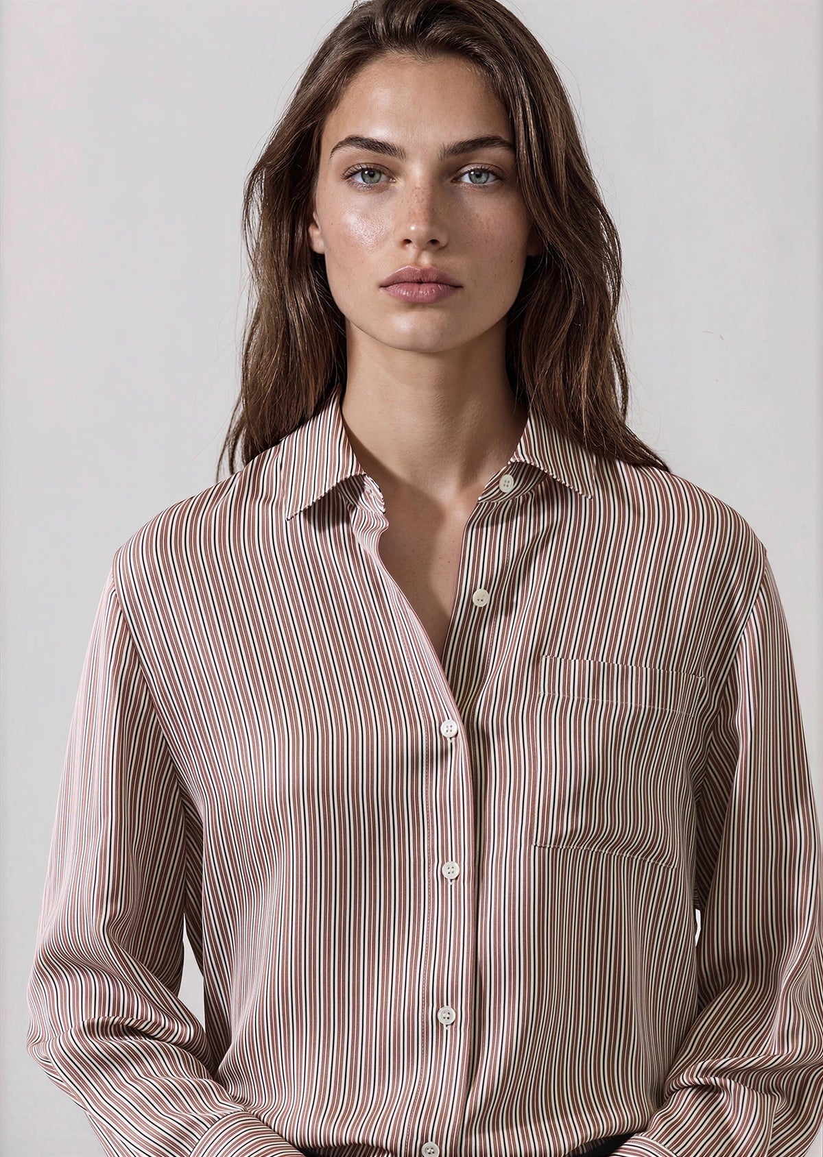 Patrick Assaraf Silk Boyfriend Pocket Shirt W47D25
