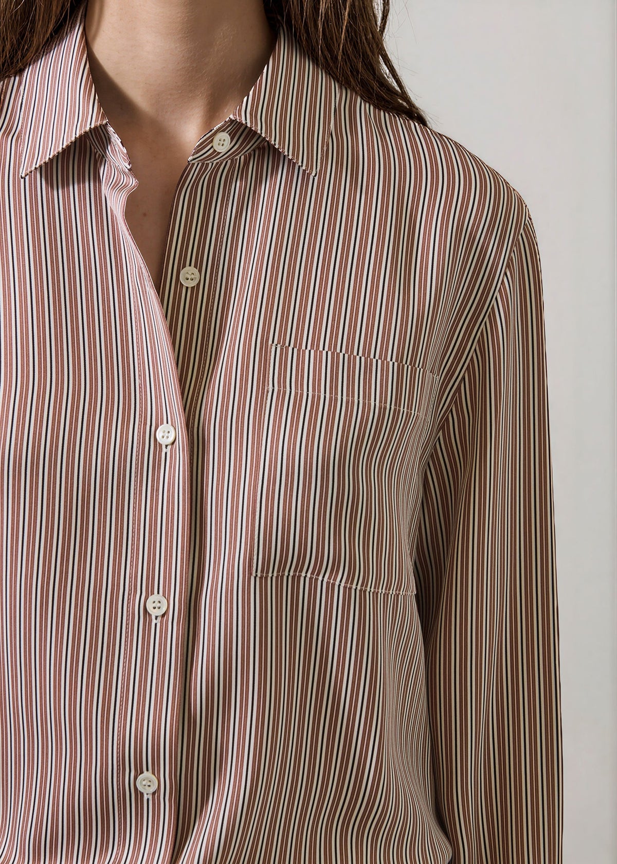 Patrick Assaraf Silk Boyfriend Pocket Shirt W47D25