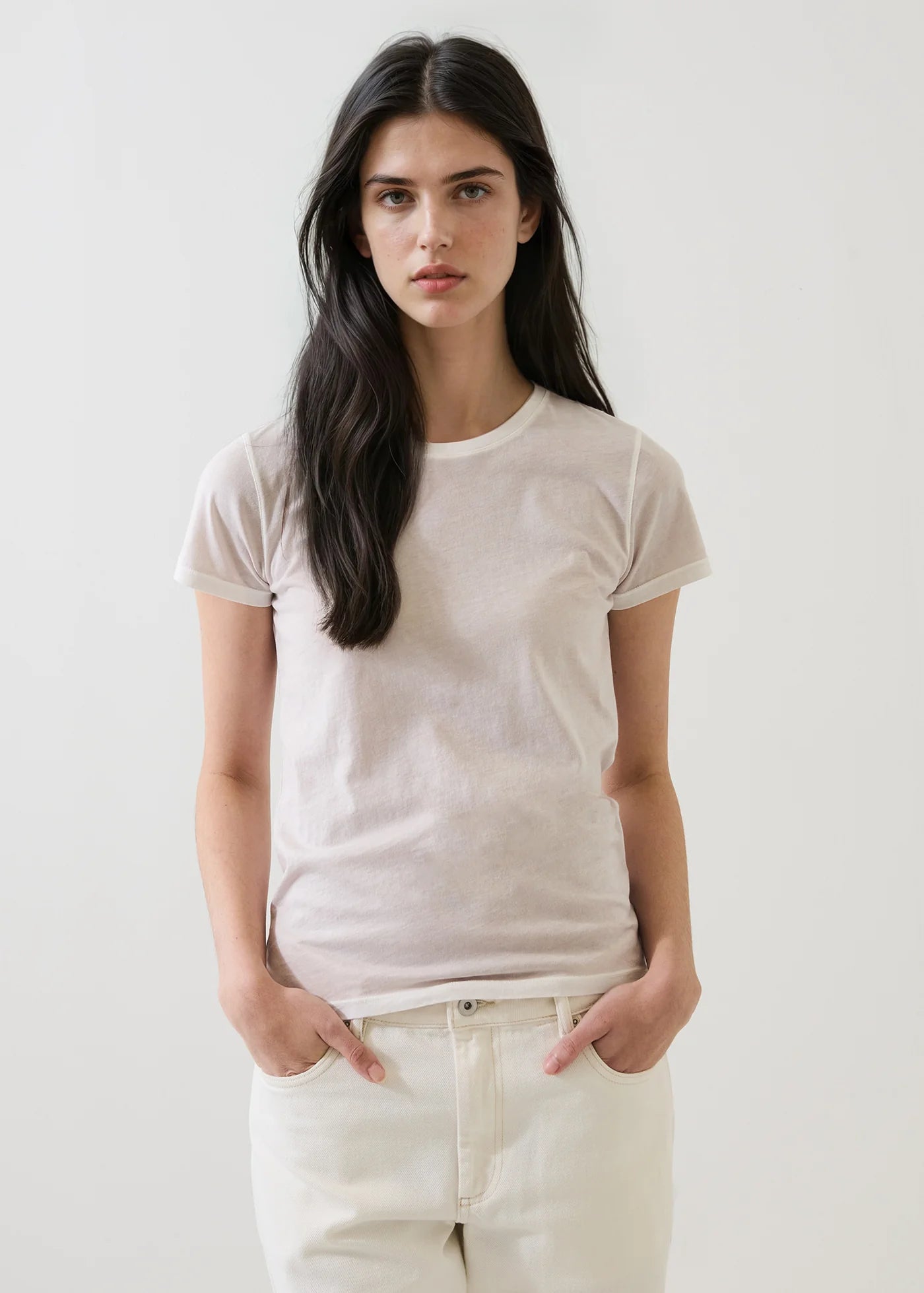 Patrick Assaraf Reverse Spray Lightweight Pima Cotton Classic T-Shirt W92C19B