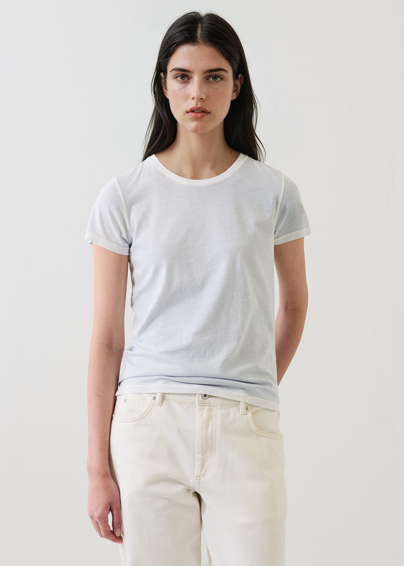 Patrick Assaraf Reverse Spray Lightweight Pima Cotton Classic T-Shirt W92C19B