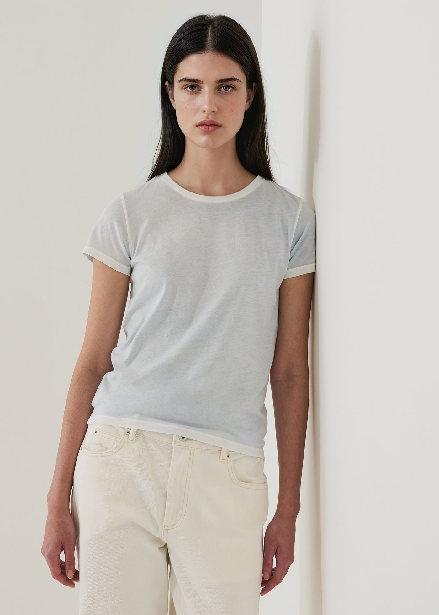 Patrick Assaraf Reverse Spray Lightweight Pima Cotton Classic T-Shirt W92C19B