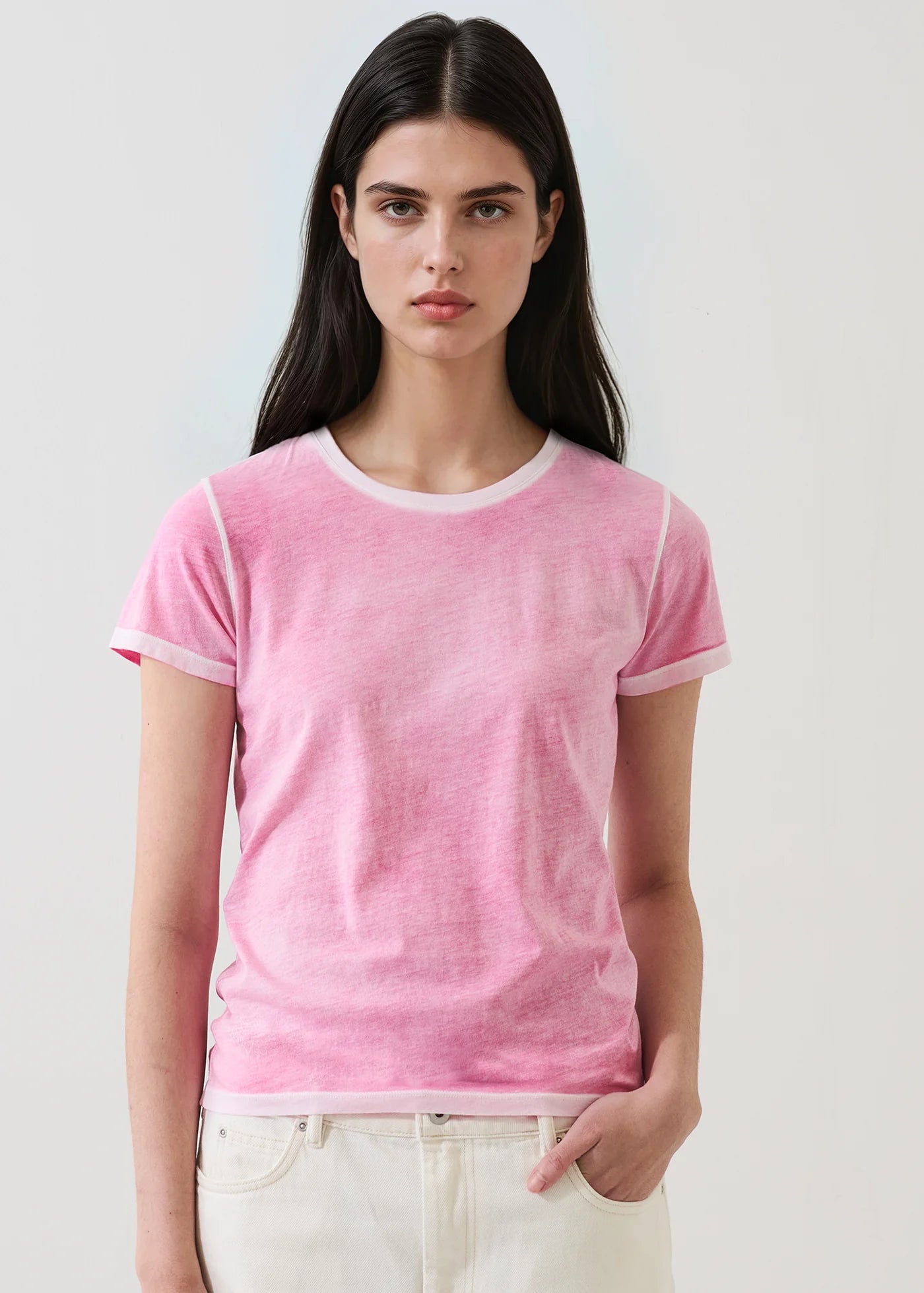 Patrick Assaraf Reverse Spray Lightweight Pima Cotton Classic T-Shirt W92C19B