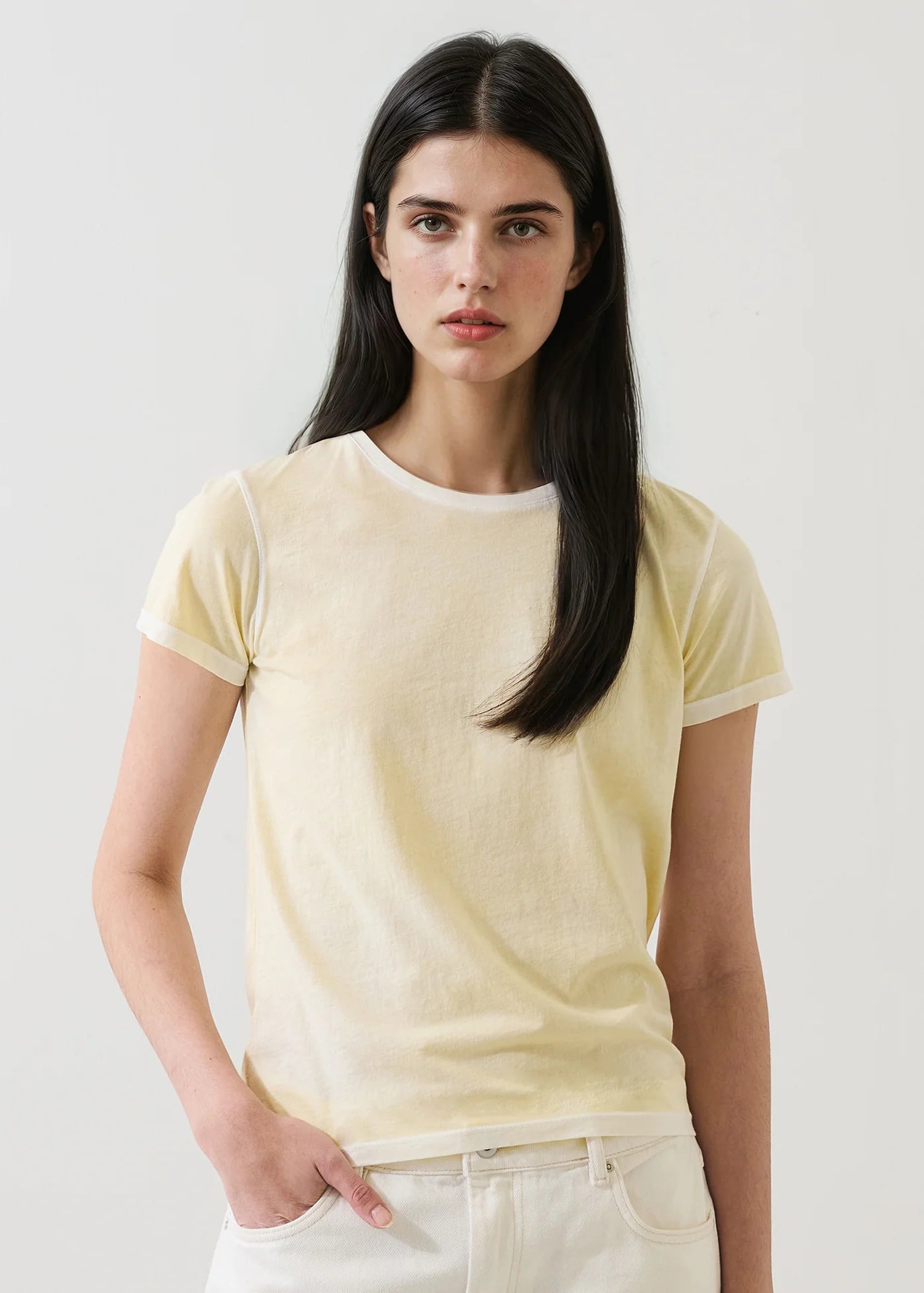 Patrick Assaraf Reverse Spray Lightweight Pima Cotton Classic T-Shirt W92C19B