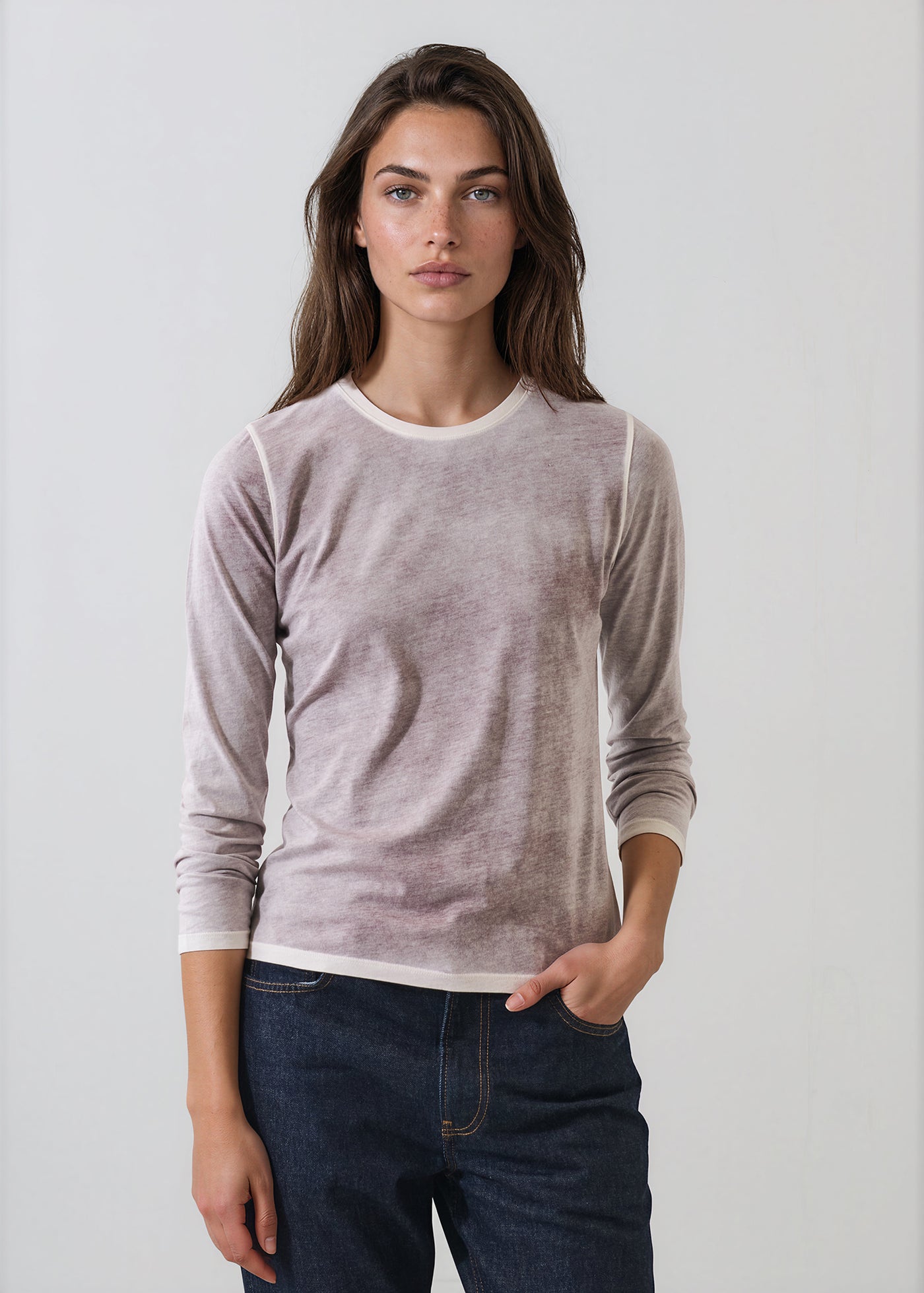 Patrick Assaraf Reverse Spray Lightweight Pima Cotton Crewneck T-Shirt W92C20