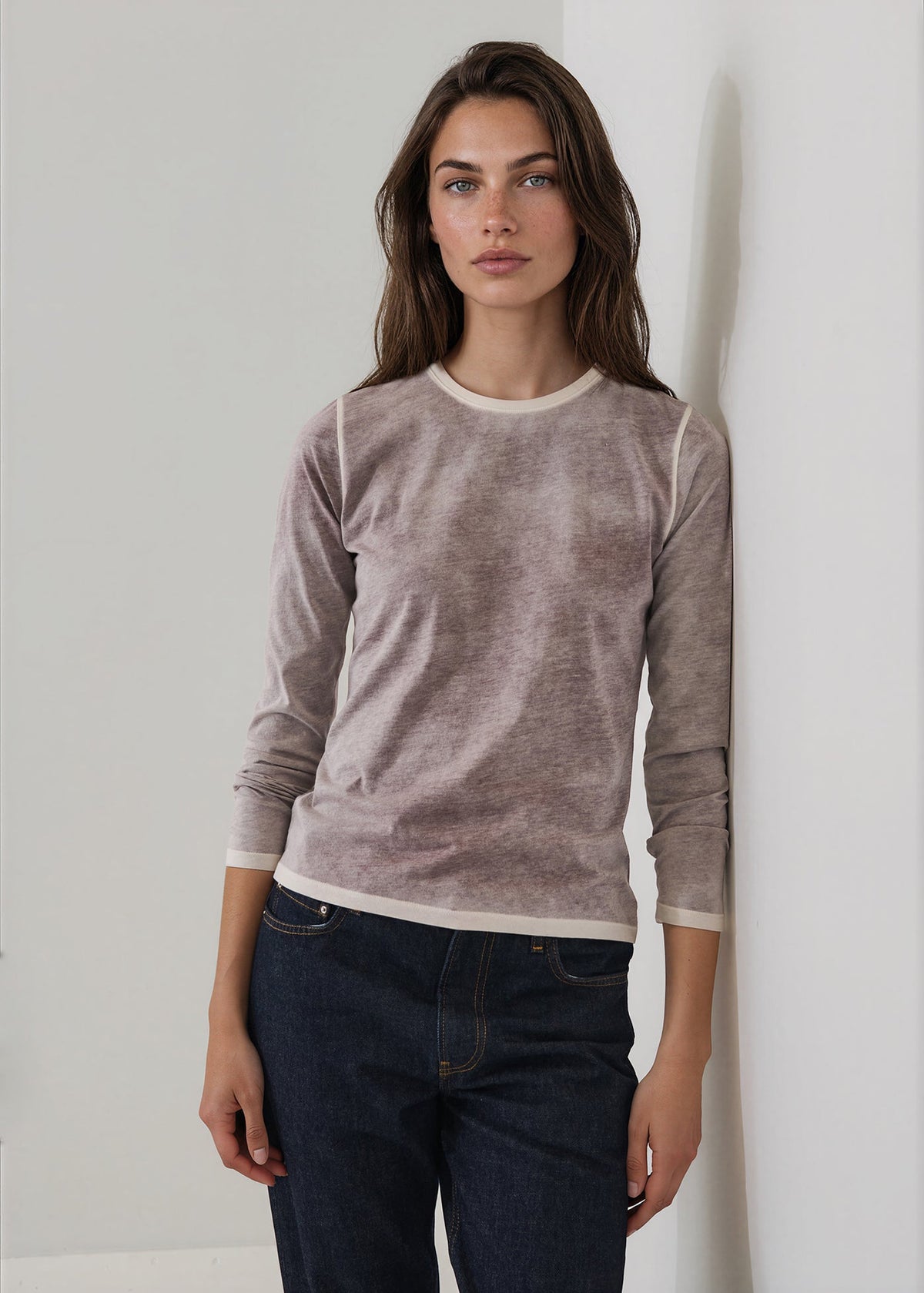 Patrick Assaraf Reverse Spray Lightweight Pima Cotton Crewneck T-Shirt W92C20
