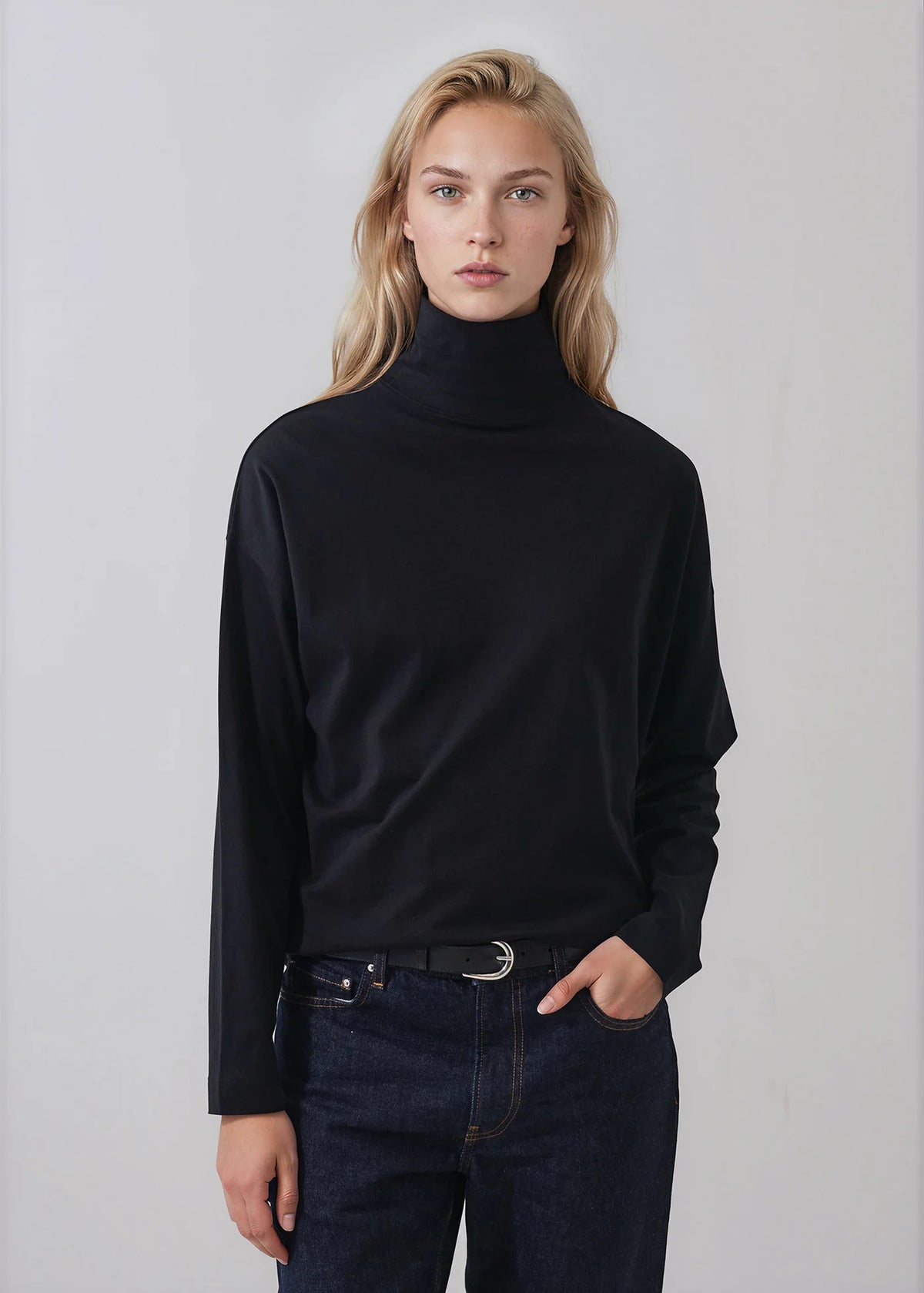Patrick Assaraf Organic Pima Cotton Oversized Turtleneck W92T08C
