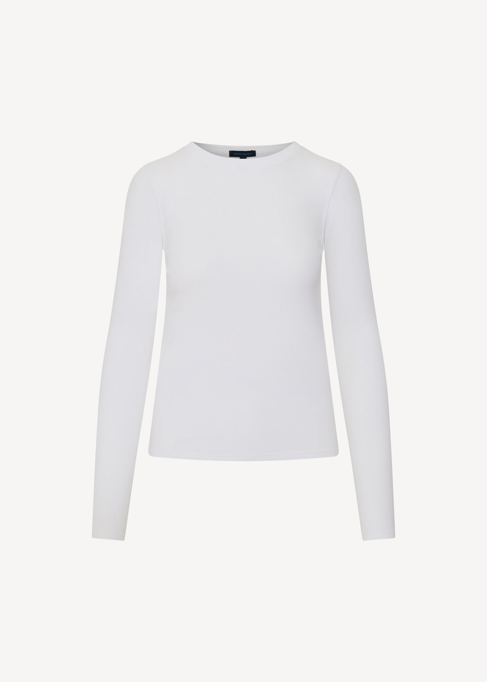 Patrick Assaraf Pima Cotton Stretch Ribbed Long Sleeve Crew Neck T-Shirt W954C10
