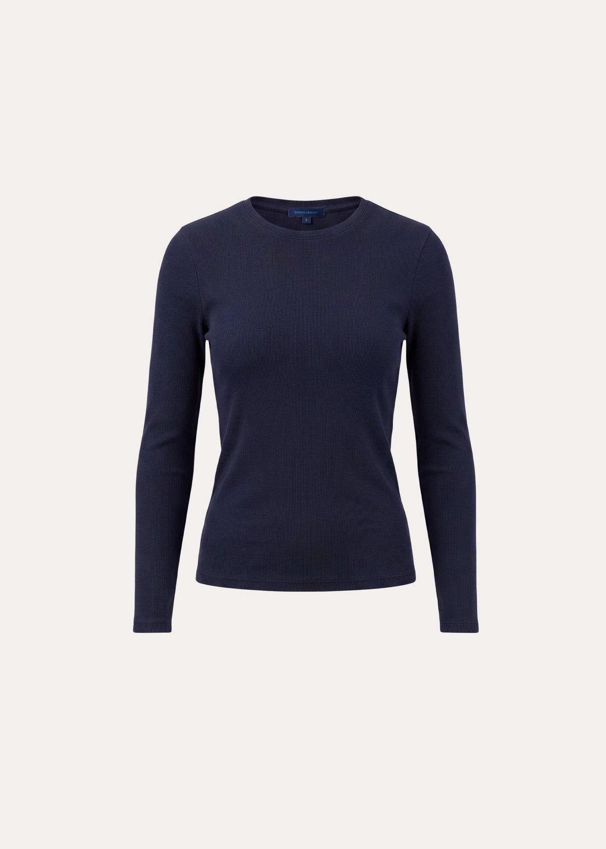 Patrick Assaraf Pima Cotton Stretch Ribbed Long Sleeve Crew Neck T-Shirt W954C10
