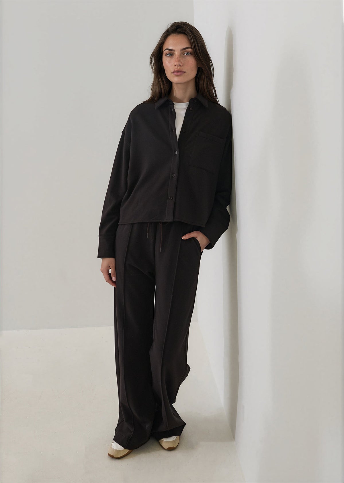 Patrick Assaraf Brushed French Terry Wide Leg Pant W99A06