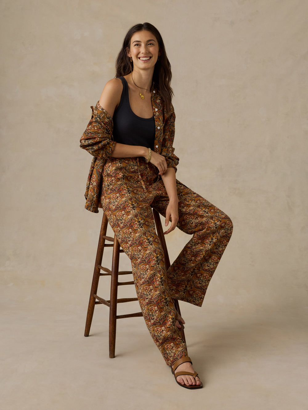 Faherty Laidback Linen Pant - Victorian Garden