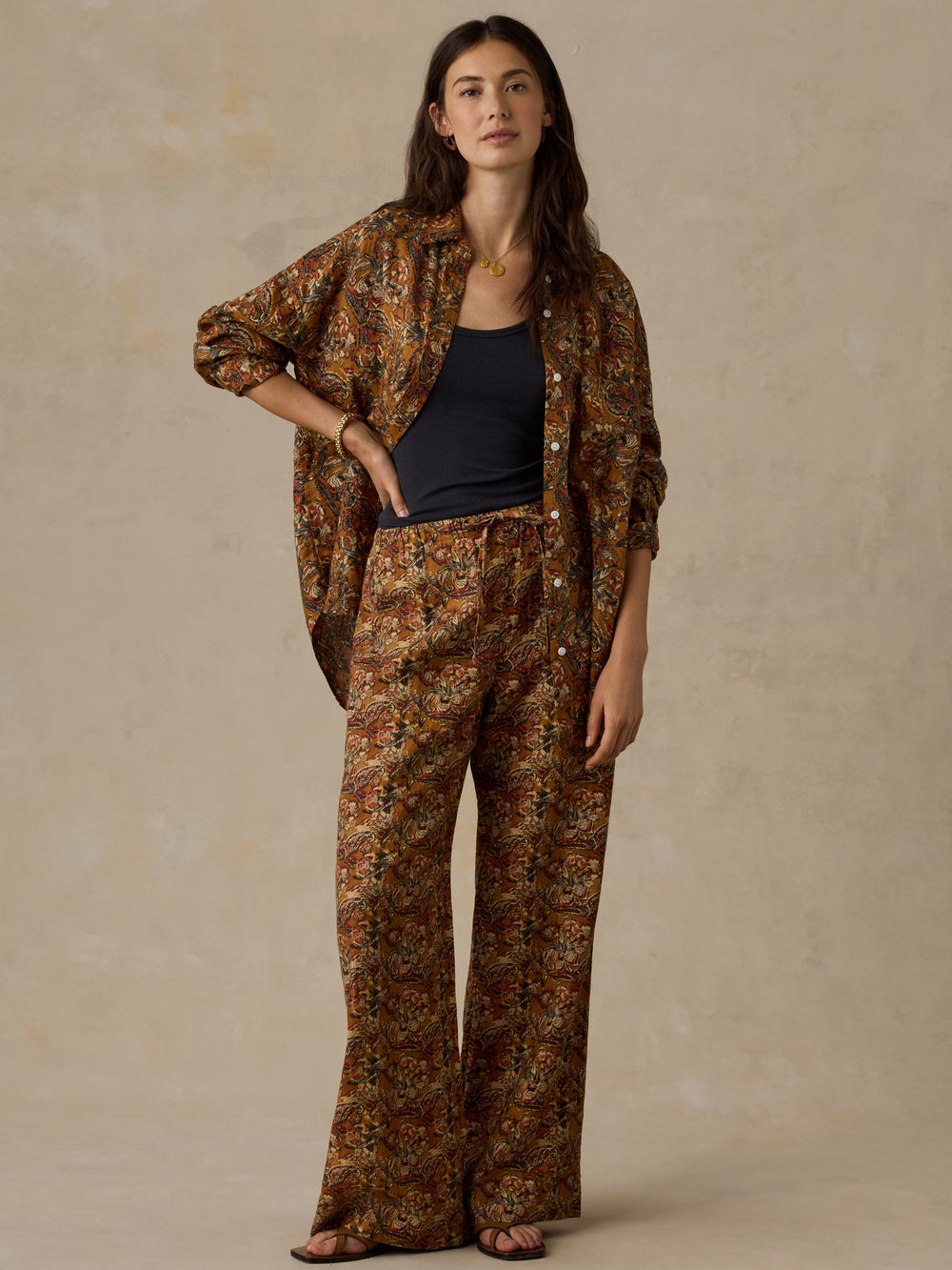 Faherty Laidback Linen Pant - Victorian Garden
