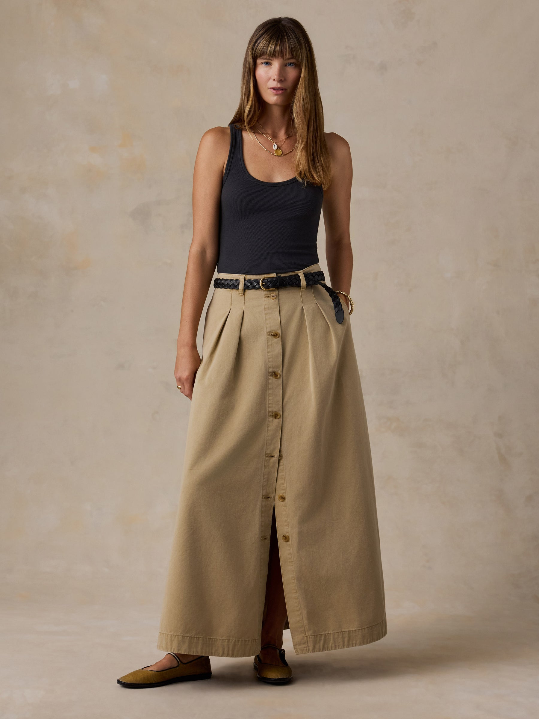 Faherty Seafarer Chino Skirt - Khaki