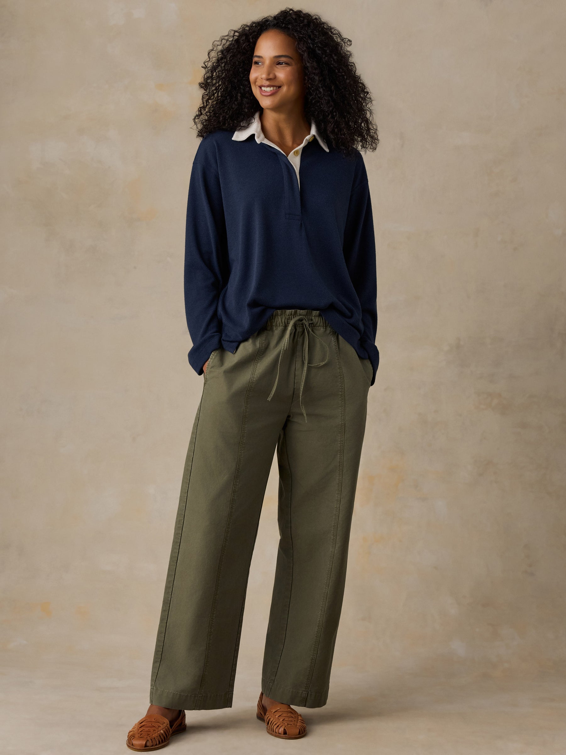 Faherty Cotton Twill Drawstring Pant - Olive