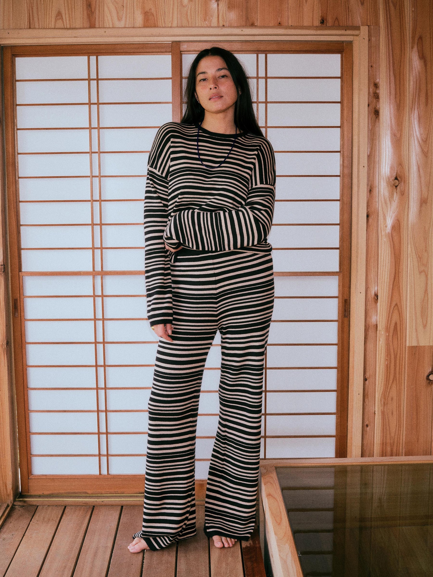 Faherty Throwback Studio Sweater Pant - Coastal Coal Stripe