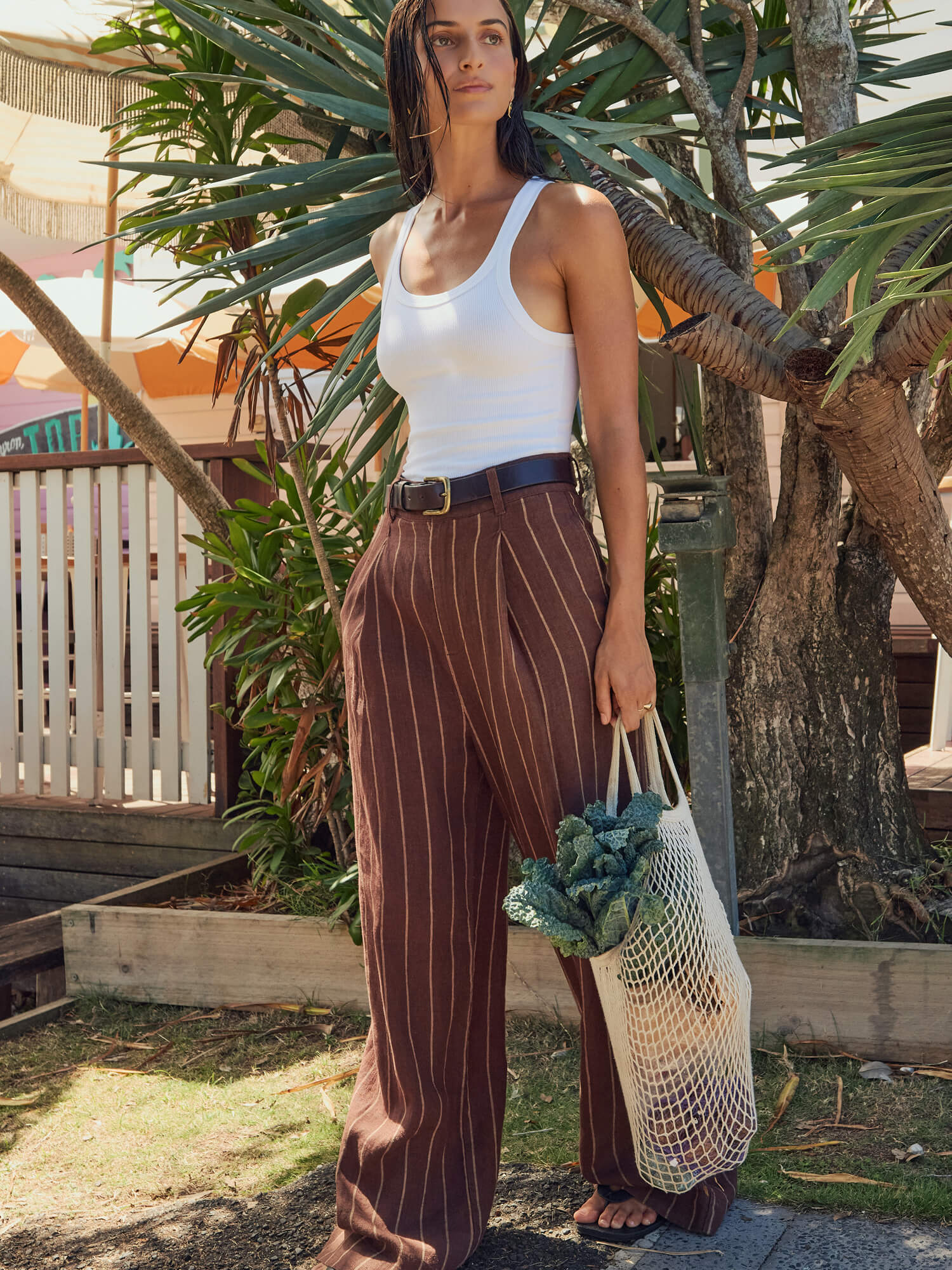 Faherty Sun Strider Linen Pleated Pant - Harbor Line Stripe