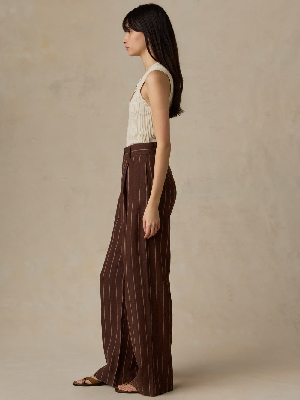Faherty Sun Strider Linen Pleated Pant - Harbor Line Stripe