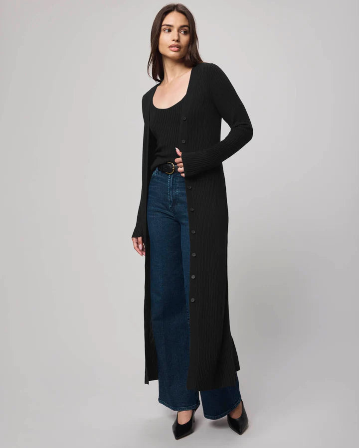 Splendid Georgie Georgie Cashblend Button Down Dress in Black RF5D240