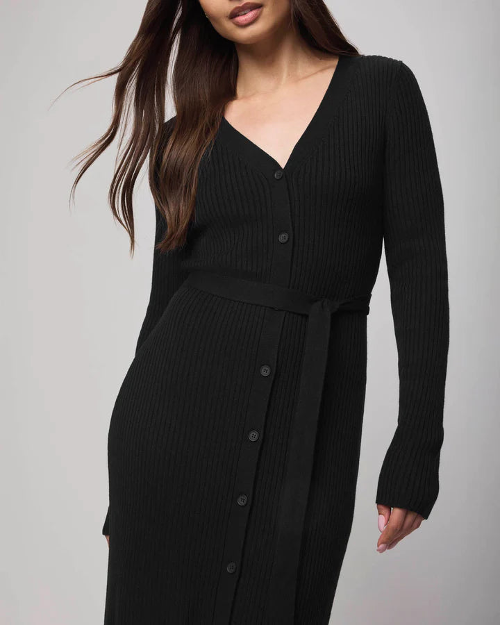 Splendid Georgie Georgie Cashblend Button Down Dress in Black RF5D240