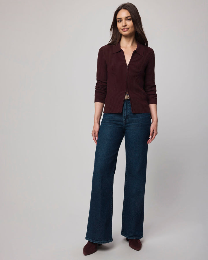 Splendid Georgie Two Zip Sweater Dark Plum RF5S620