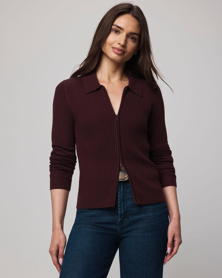 Splendid Georgie Two Zip Sweater Dark Plum RF5S620