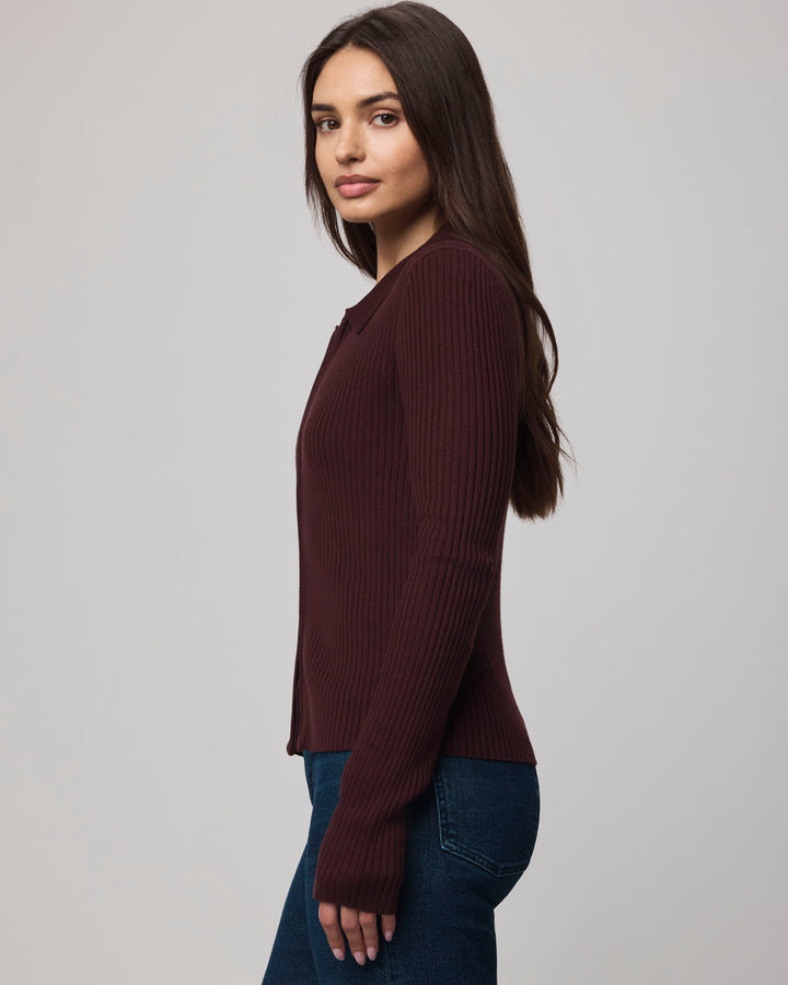 Splendid Georgie Two Zip Sweater Dark Plum RF5S620