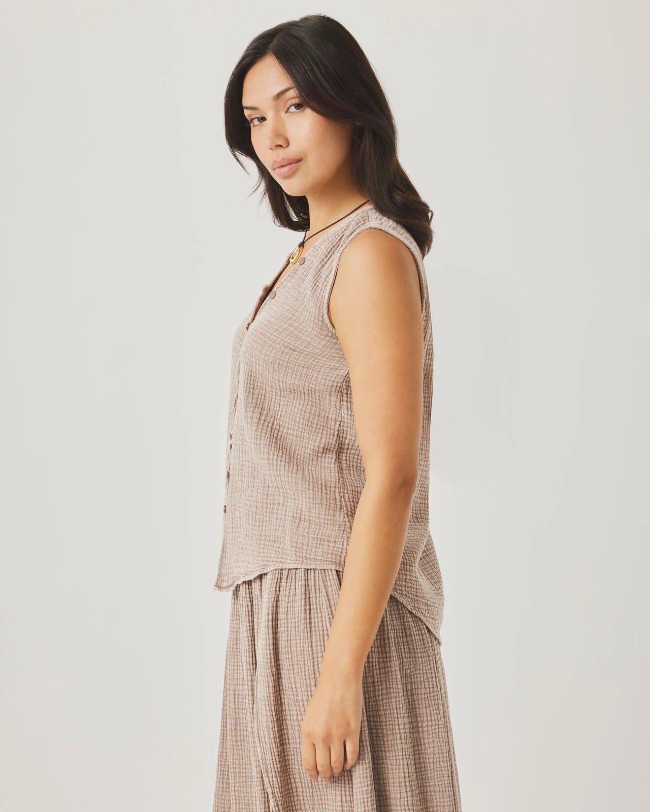 Splendid Ava Gauze Button Tank RS6W000