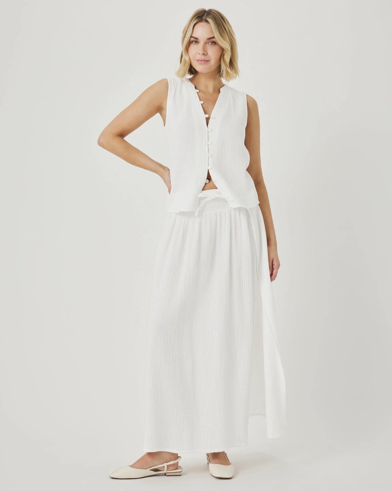 Splendid Ava Gauze Button Tank RS6W000