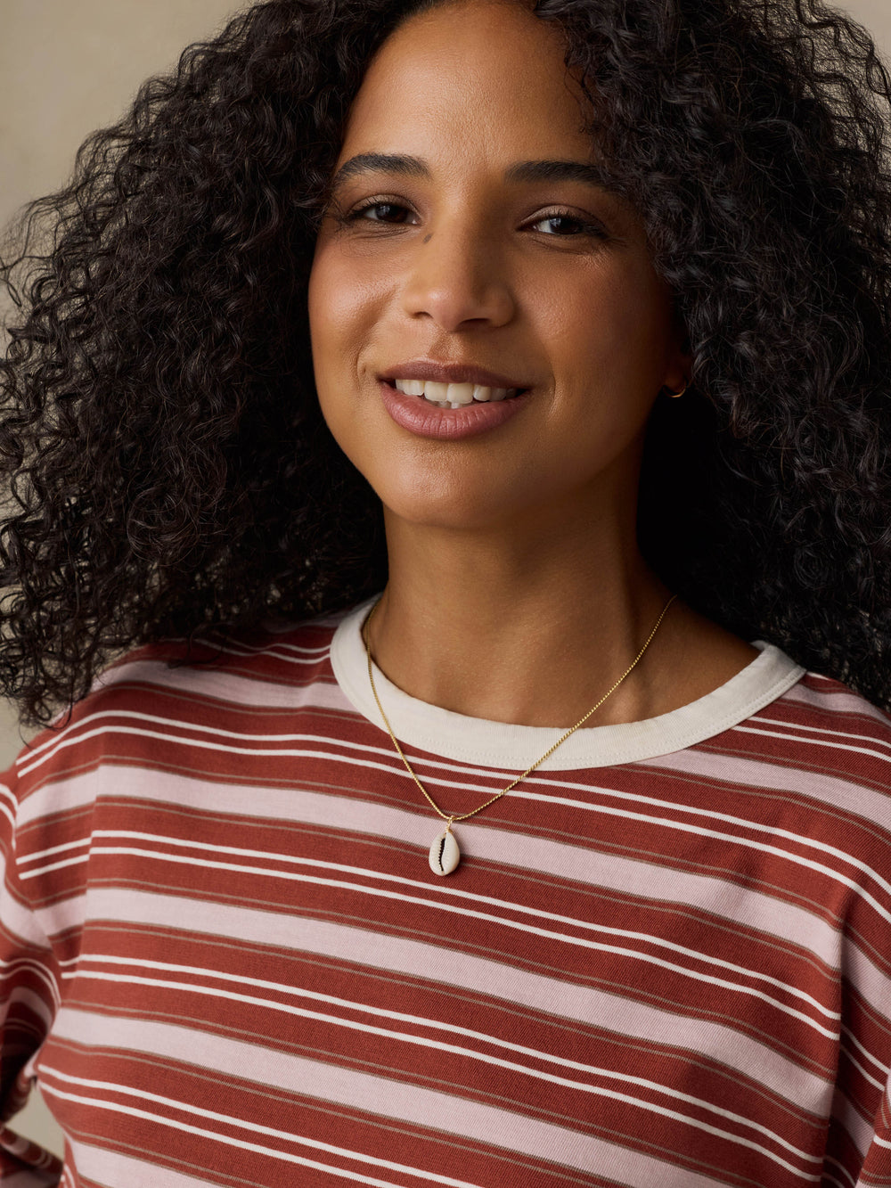 Faherty Sunwashed Long-Sleeve Retro Tee - Rosewood Stripe